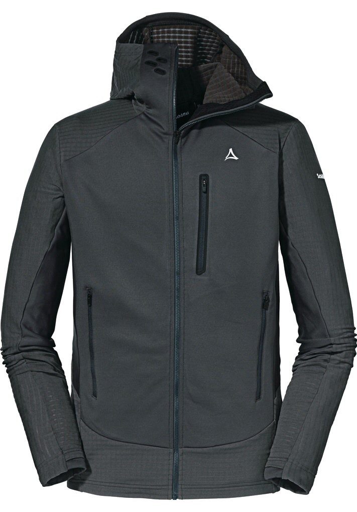 Schöffel Fleecejacke Rotbach Hoody (Kapuze, robust, elastisch) anthrazitgrau Herren