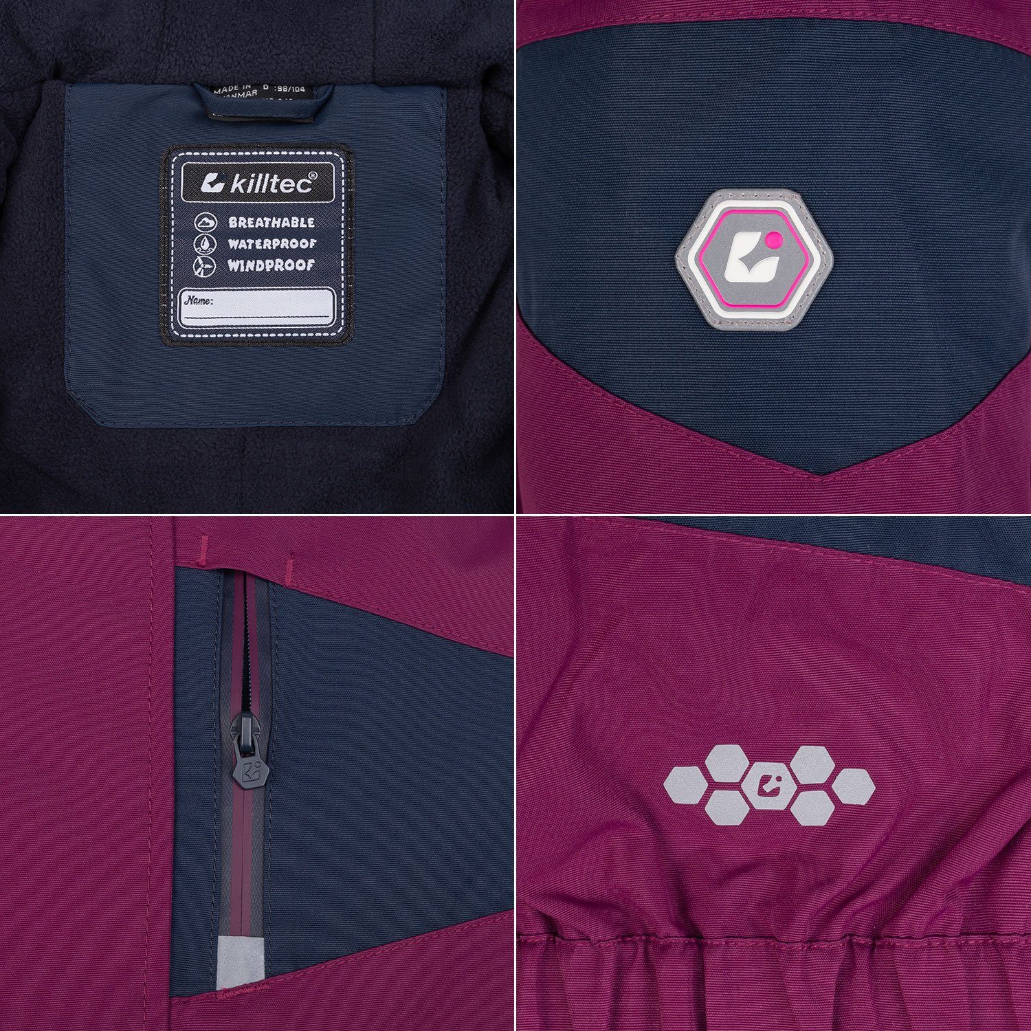 Killtec snowsuit, children's ski suit, orchid/dark navy, fleece lining