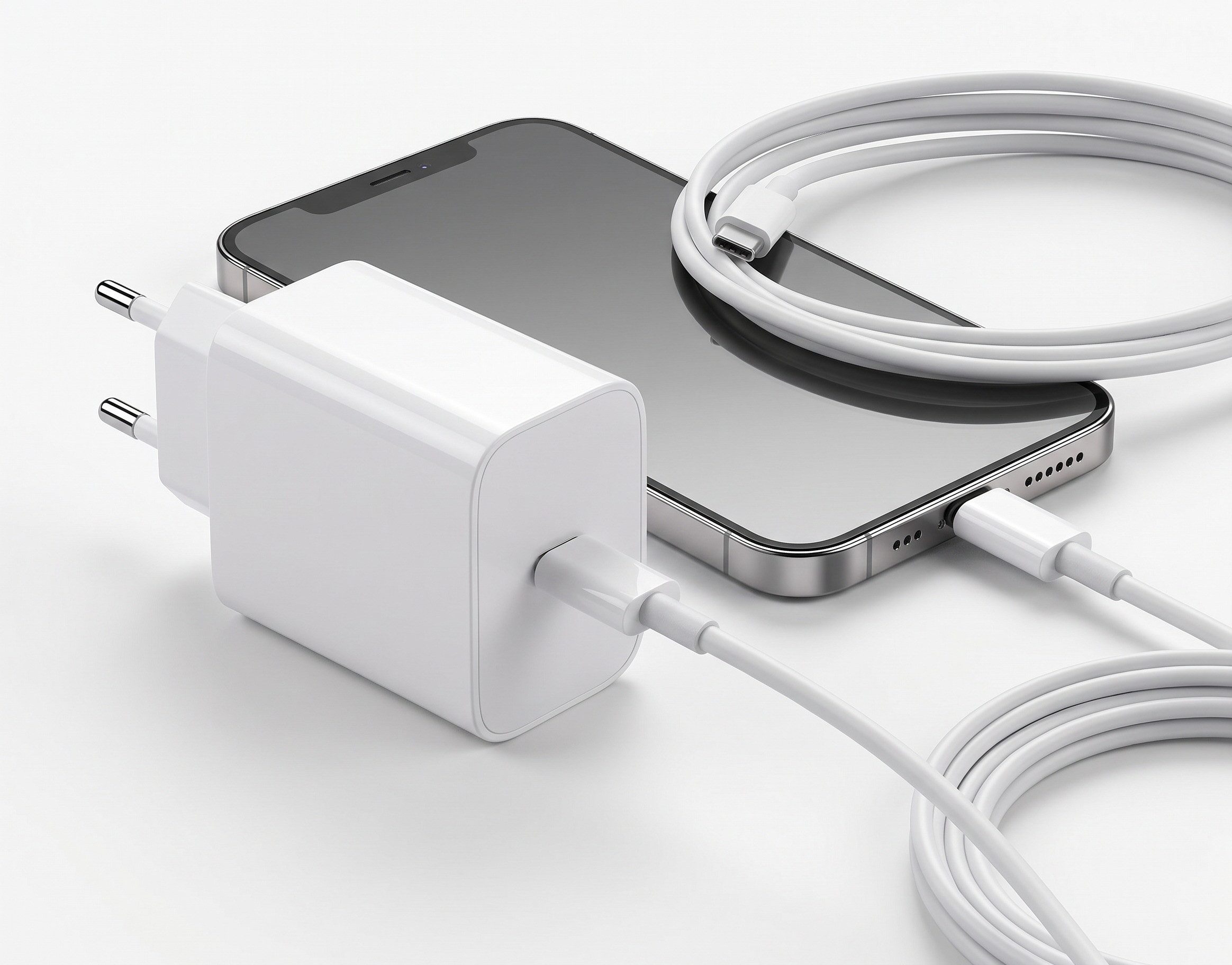 Ventarent 45W Lade-Set mit 2m Kabel für iPhone 17, 16 & 15 USB-Ladegerät USB-Ladegerät (3000 mA, Set, 2-tlg., Netzadapter und Ladekabel, Fast Charge, PD, PPS, Apple iPhone)