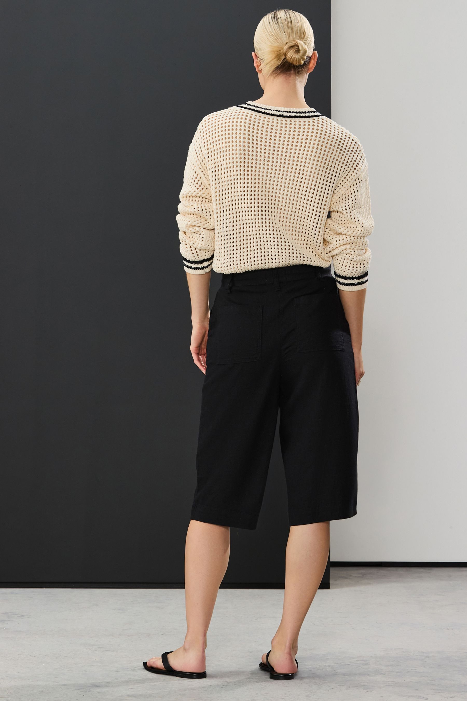 Next Shorts Lange Jeansshorts mit Leinenanteil, Kurzgröße (1-tlg) günstig online kaufen