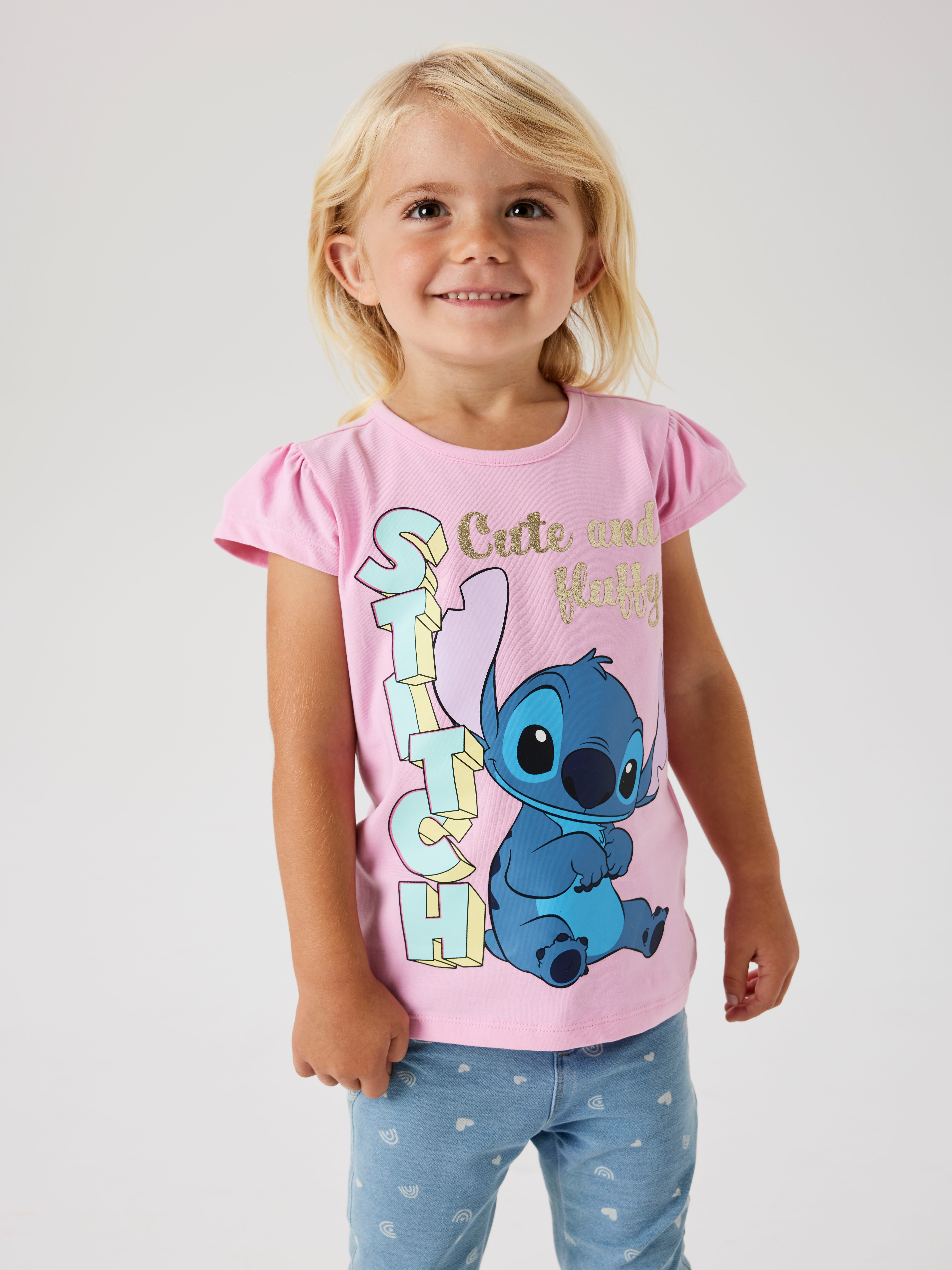 Name It T-Shirt NMFFOLLY STITCH SS TOP NOOS WDI mit Raffungen an der Schulter und großem Frontmotiv