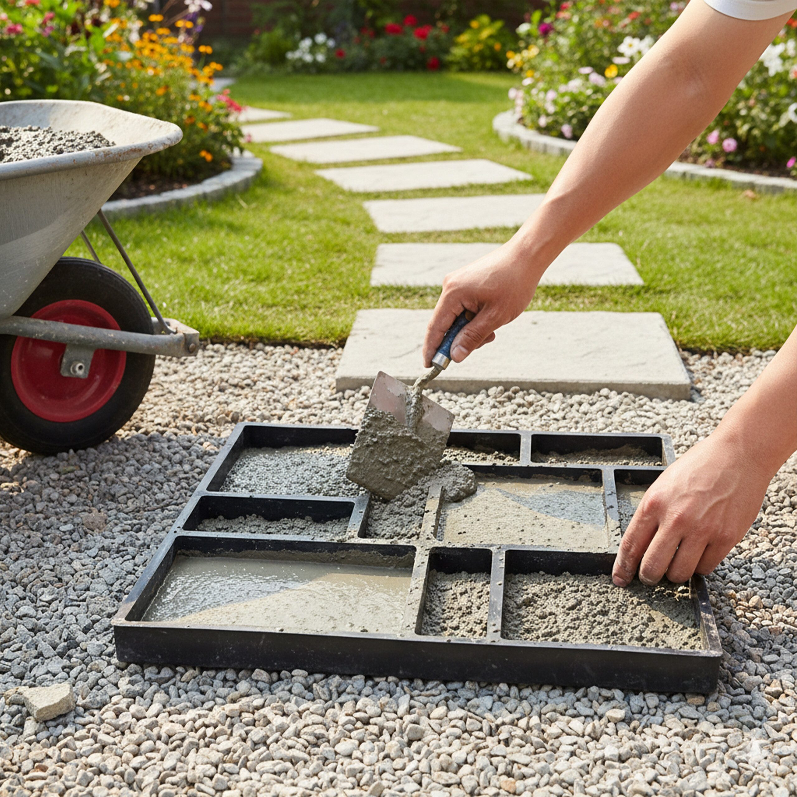 relaxdays Leichtbeton-Bauplatte Pflasterform 2er Set 40 x 45 cm, (2-St)