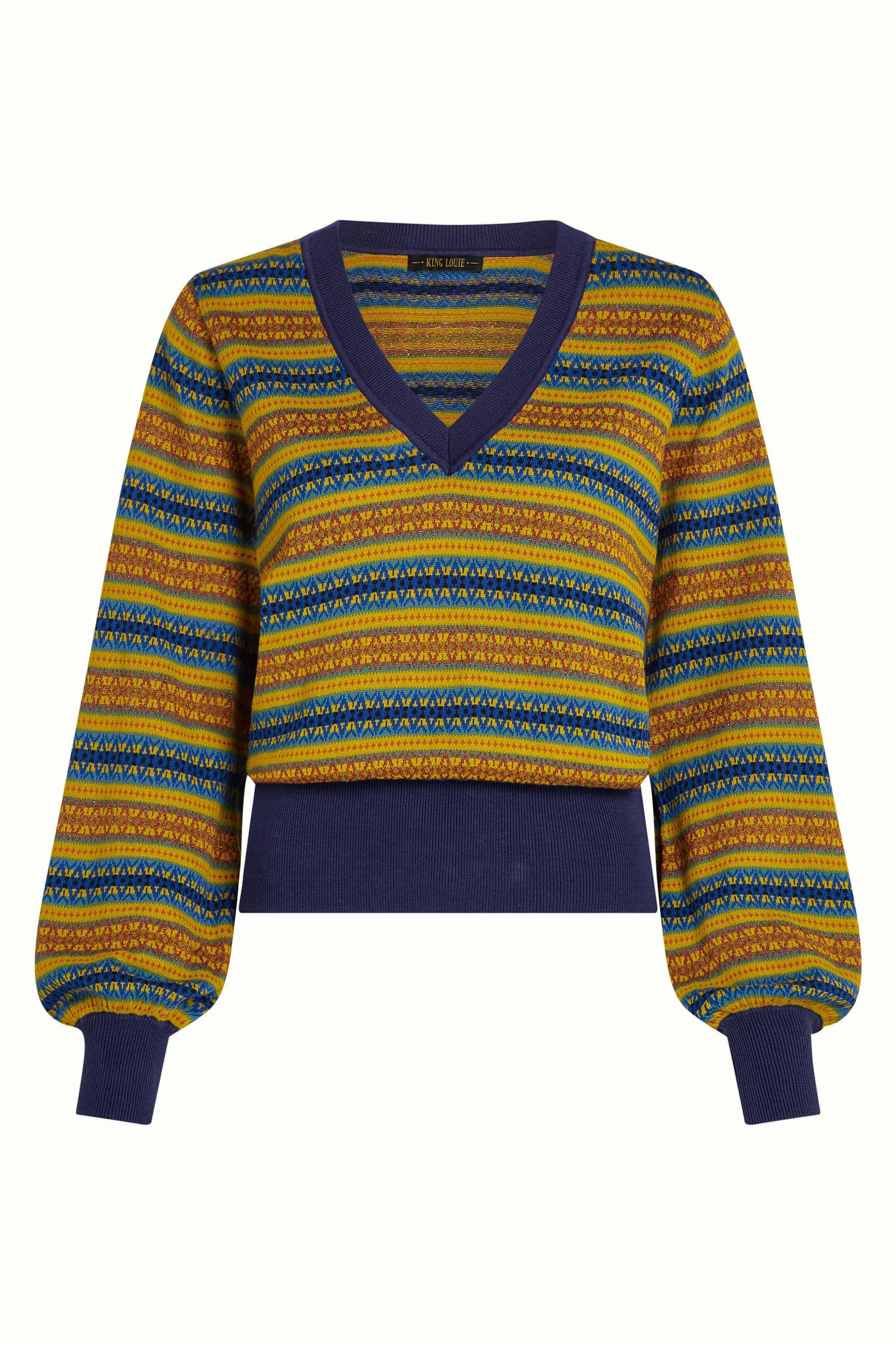 King Louie Strickpullover Bell Top V-Neck Rosedale