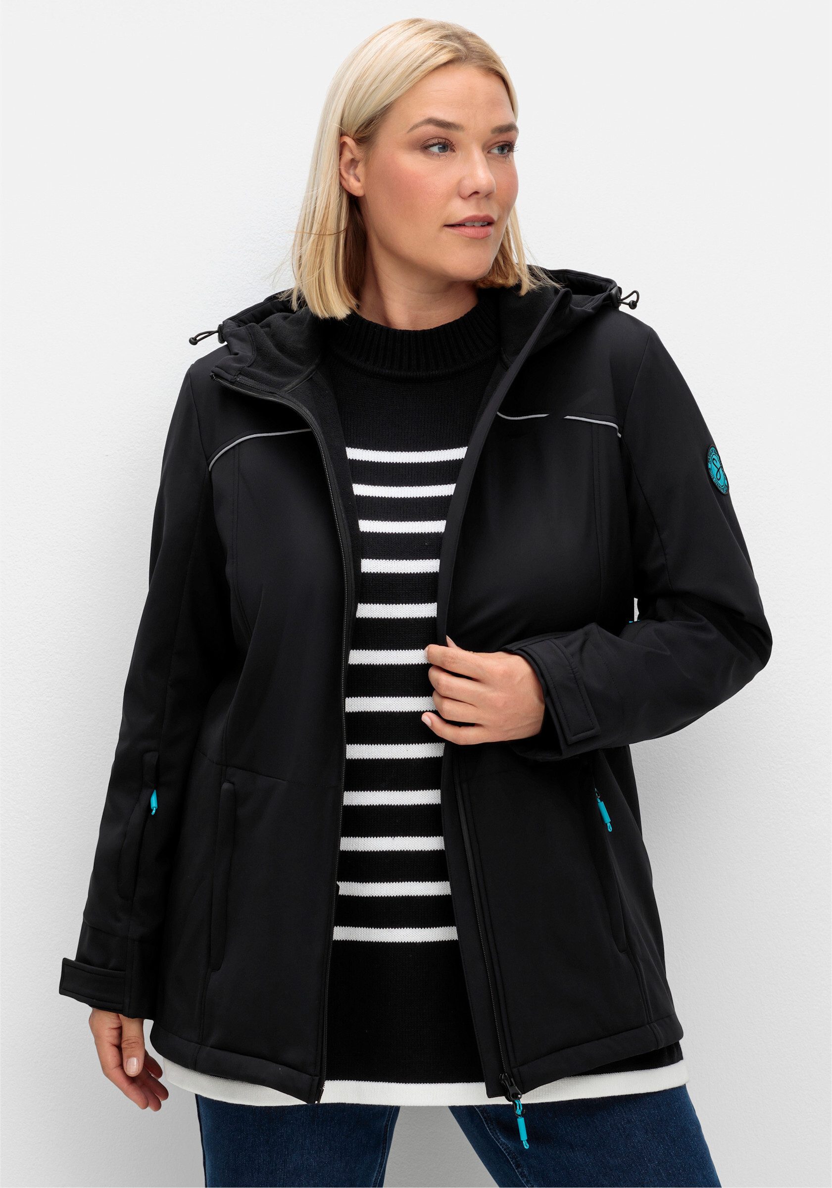 Sheego Trainingsjacke Funktionsjacke Langarm Länge ca. 78 cm