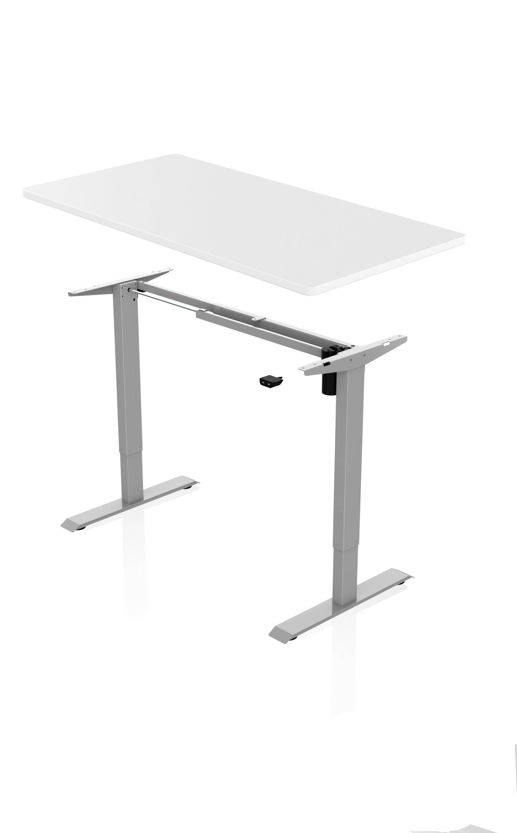 AGIl (komplett-Set) höhenverstellbarer 140*70cm Schreibtisch Grau-Weiß elektrisch Schreibtisch -