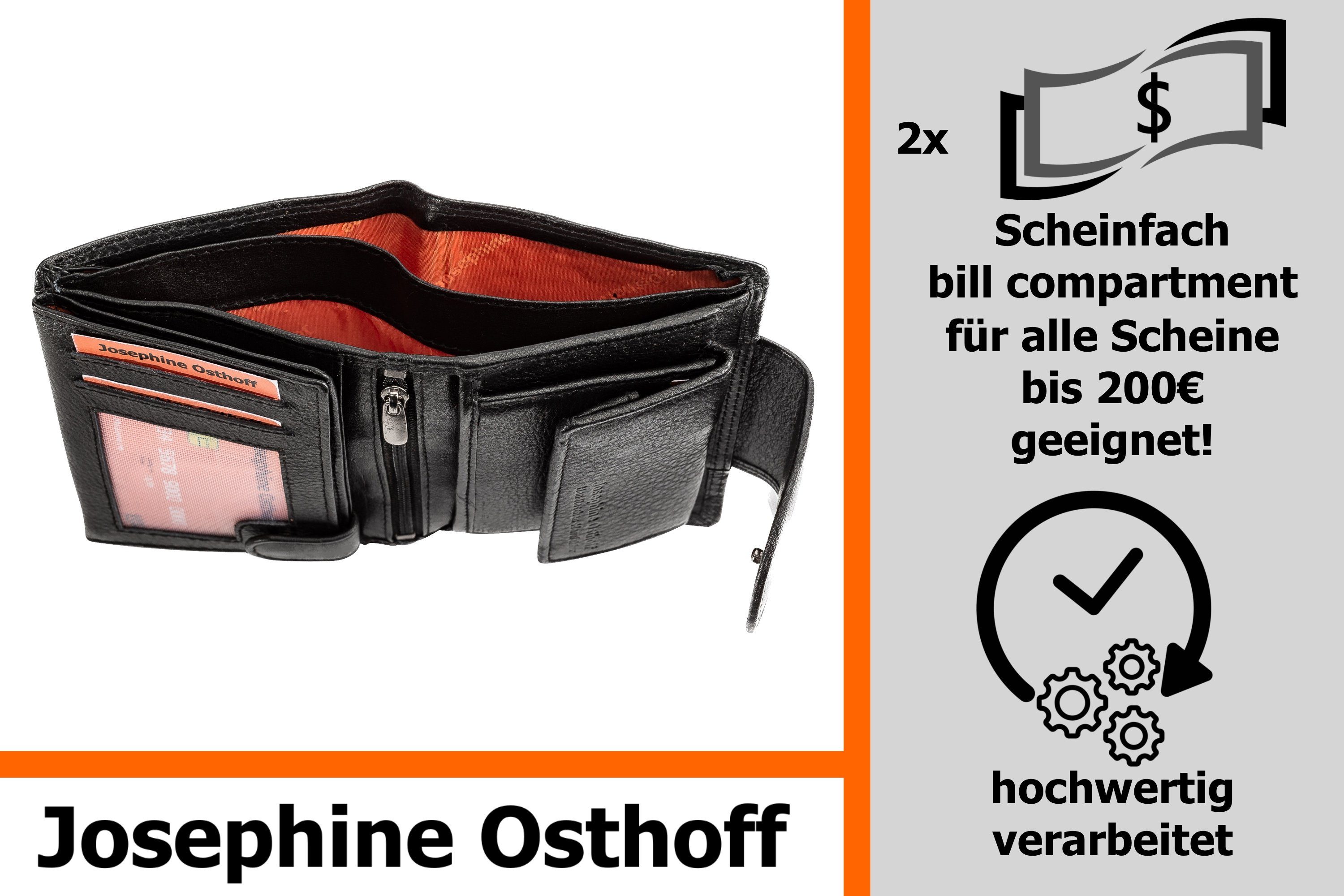 Brieftasche Minibrieftasche Geldbörse Wiener Osthoff Josephine schwarz
