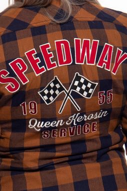 QueenKerosin Hemdbluse Speedway mit Karo-Muster und Stickerei