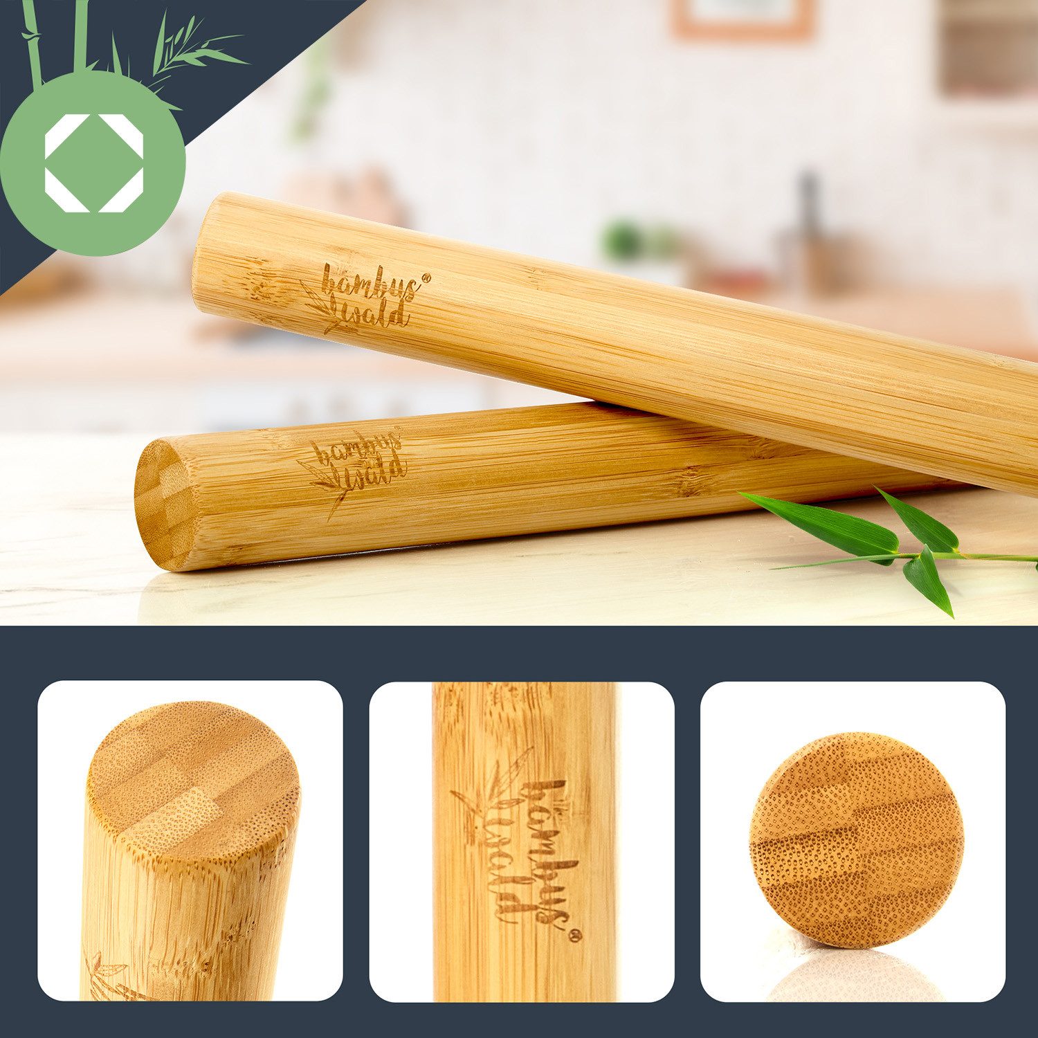 Klarstein Teigroller Teigroller Bambus im 2er Set Bambus