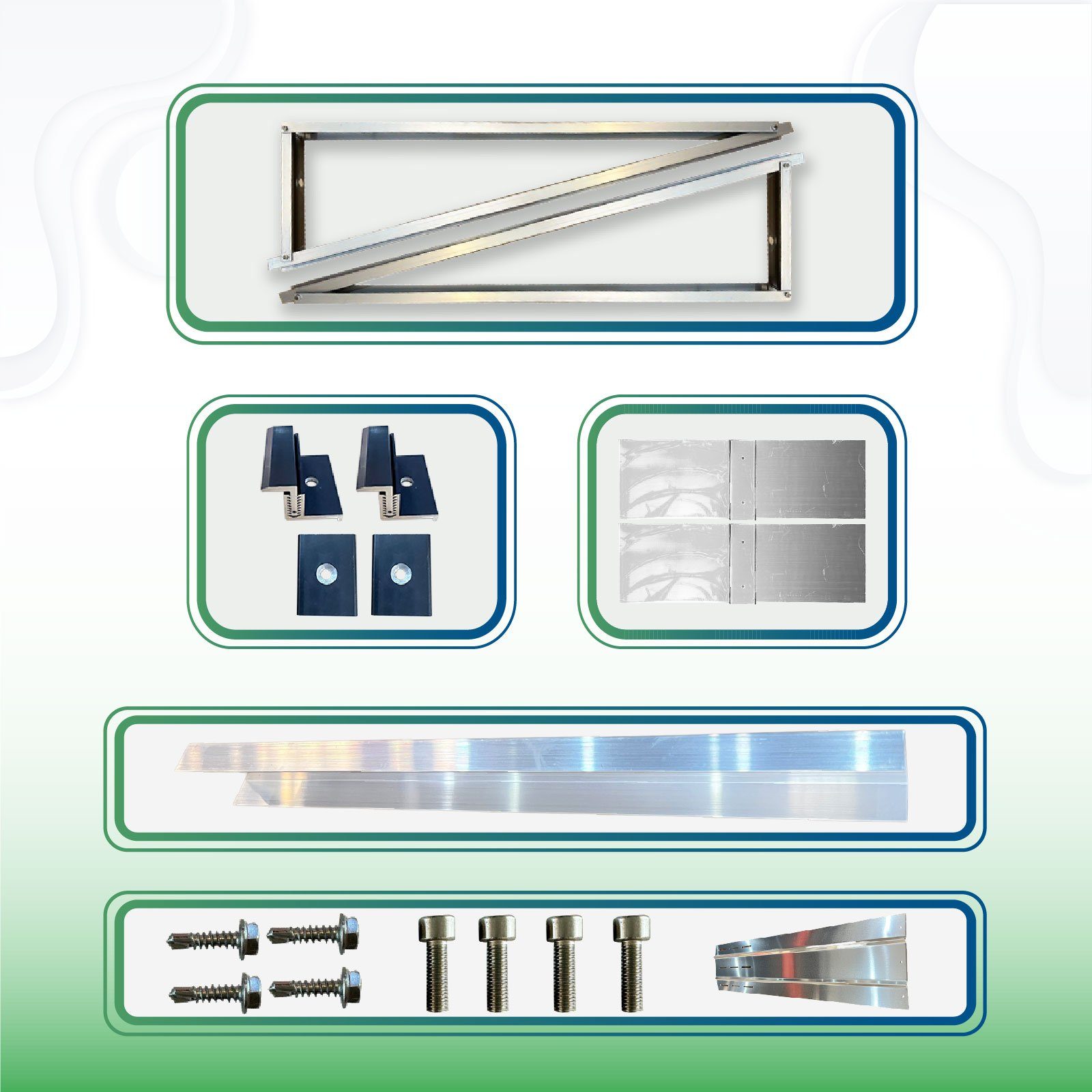 Montage-Kit Flachdach PV 2 SÜD Module Aufständerung für EPP.Solar Premium Montagesystem für