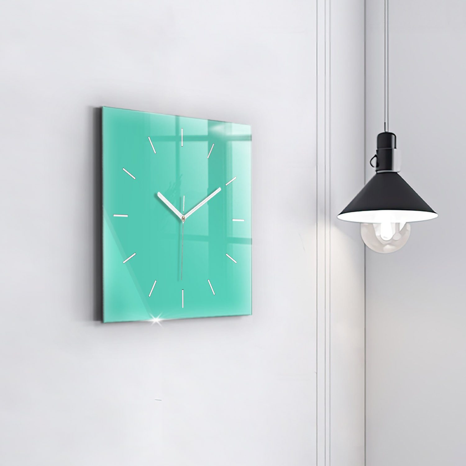 Tulup Wanduhr Glasuhr Modernistische Glaswanduhr 30x30cm Uhr aus gehärtetem Glas
