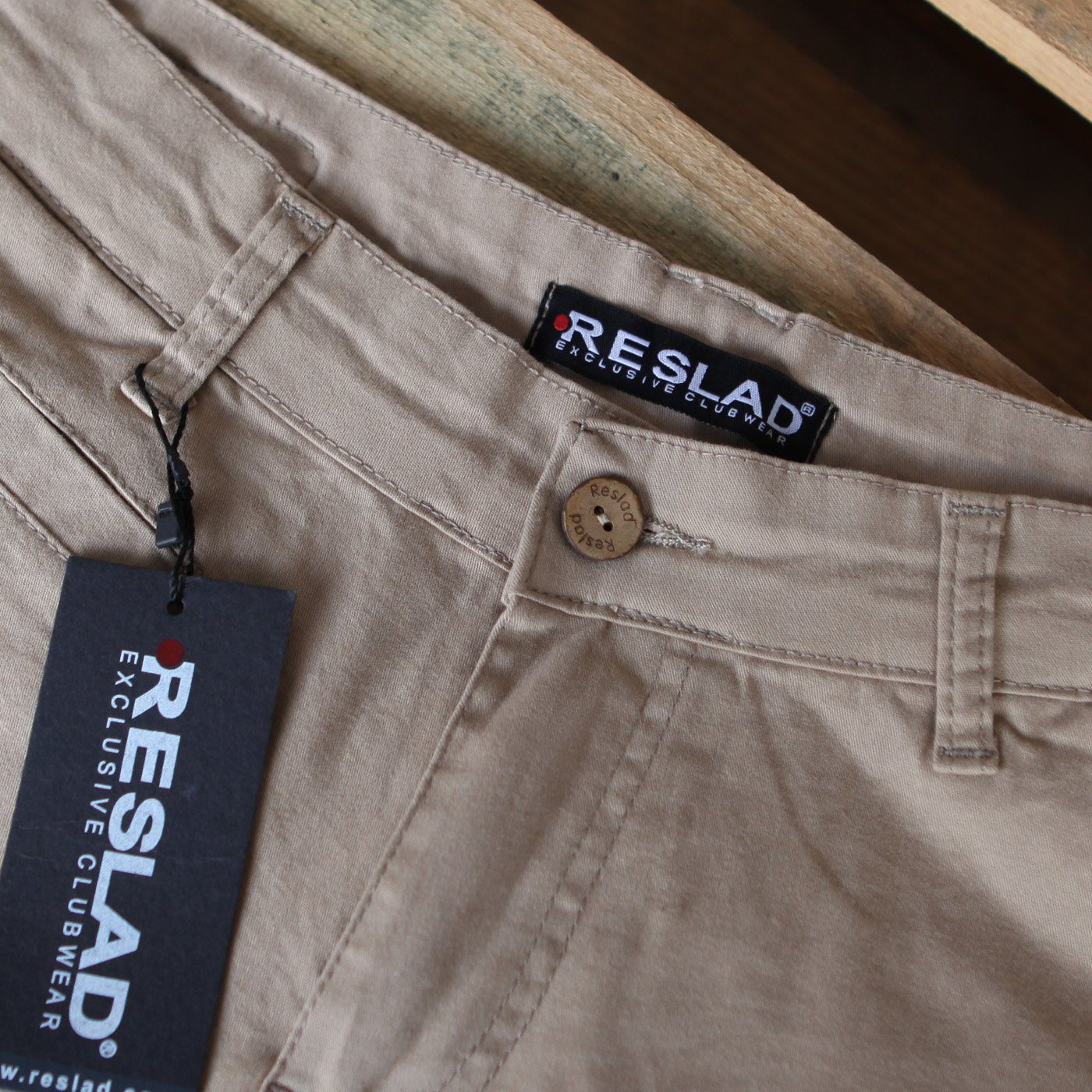 Reslad Chinohose Baumwolle Regular (1-tlg) beige Chino Hose Reslad aus Fit Herren Chinohose