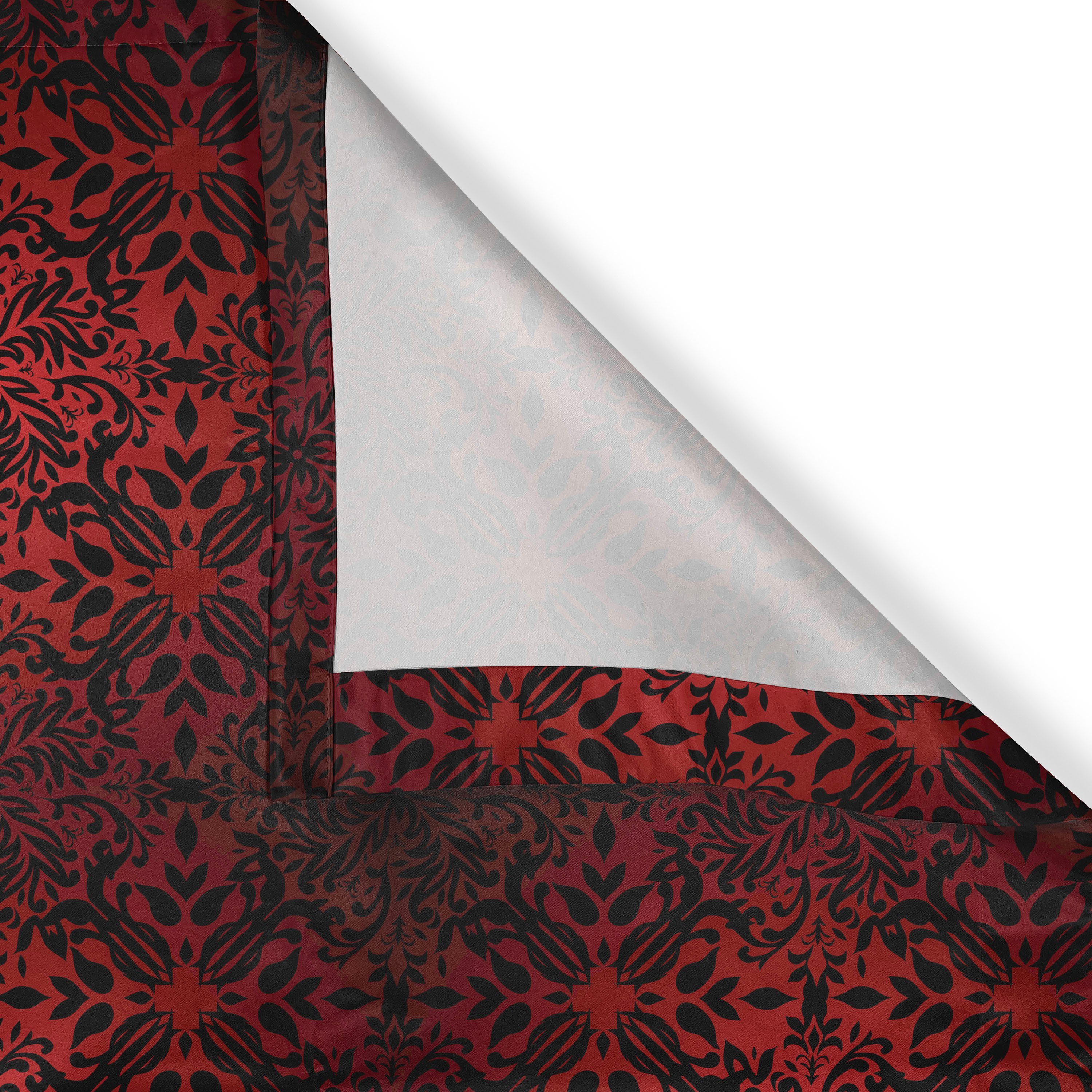 Blumen 2-Panel-Fenstervorhänge Abakuhaus, Gardine Blätter rot Orient Dekorative Schlafzimmer schwarz Wohnzimmer, für
