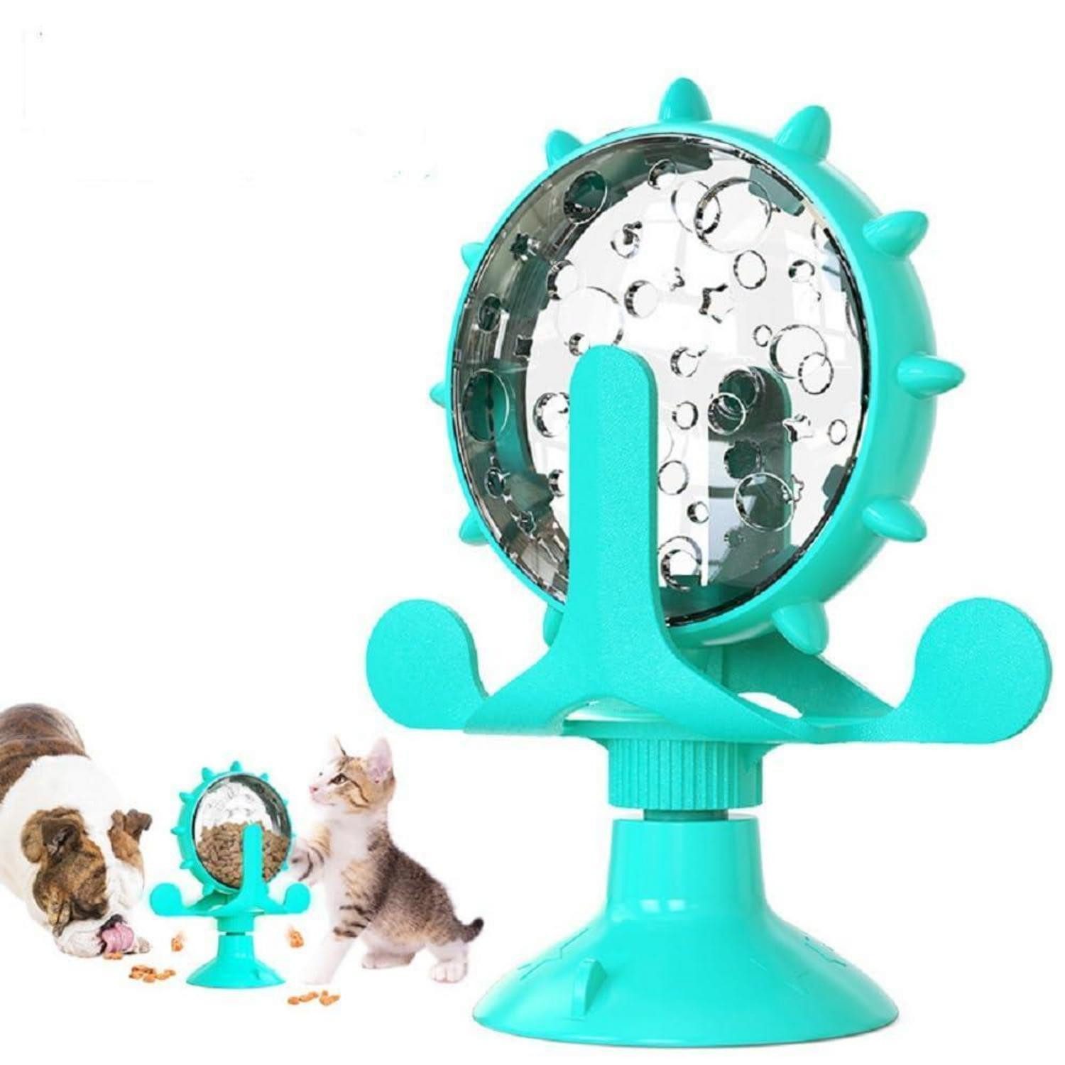 LuxusKollektion Katzenspielrad Katzenspielzeug Windrad mit Saugnapf Blau, Kunststoff