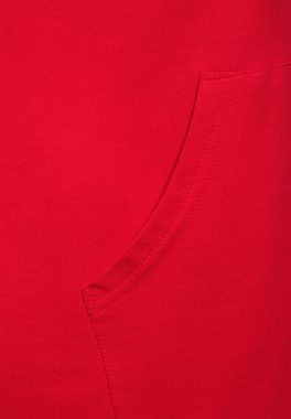 Cecil Sweatkleid Cecil Kurzarm Sweatkleid in Vibrant Red (1-tlg) Kängurutaschen
