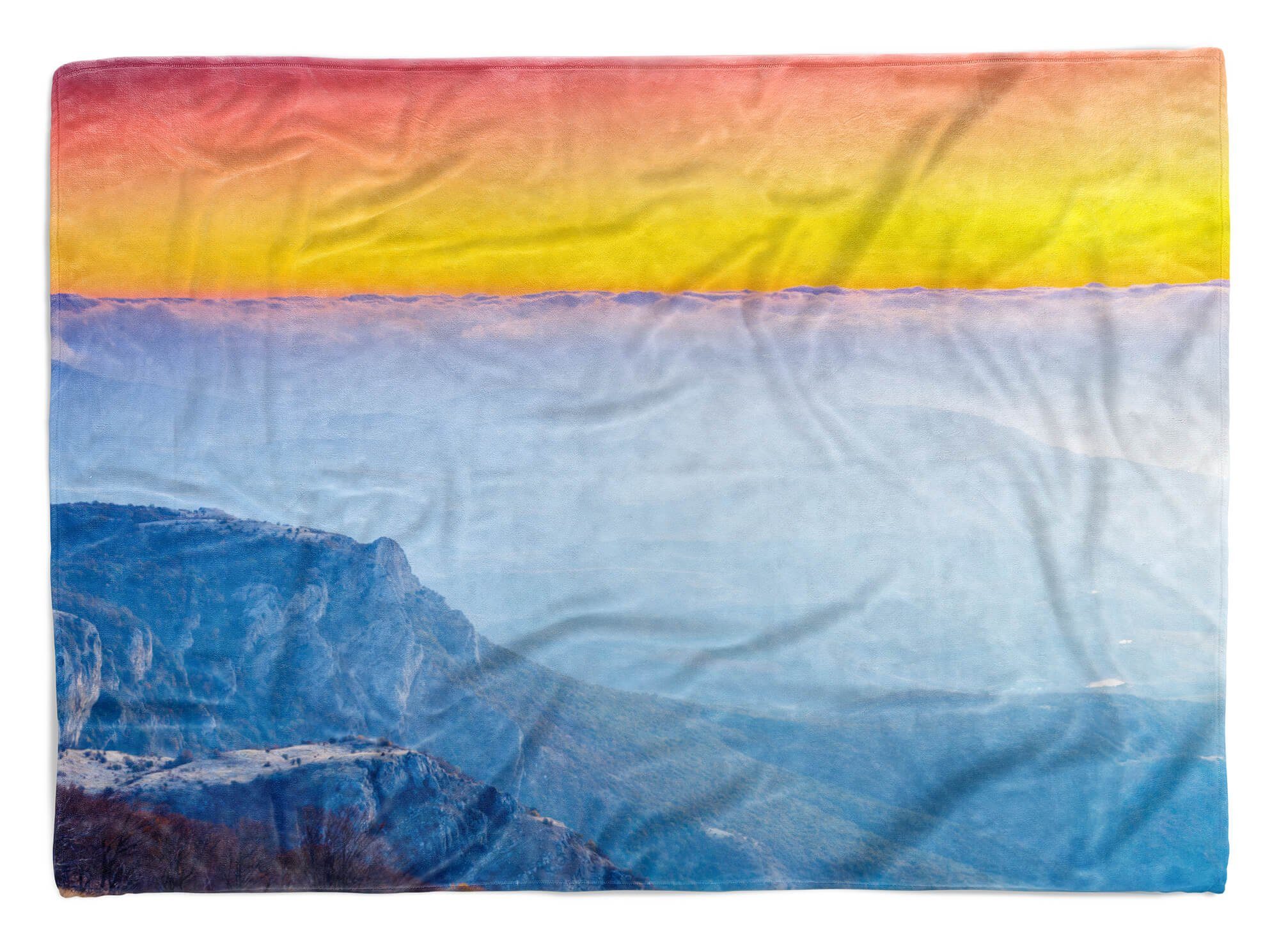 Sinus Art Handtücher Handtuch Strandhandtuch Saunatuch Kuscheldecke mit Fotomotiv Berge Wolken Abendröte Harmo, Baumwolle-Polyester-Mix (1-St), Handtuch