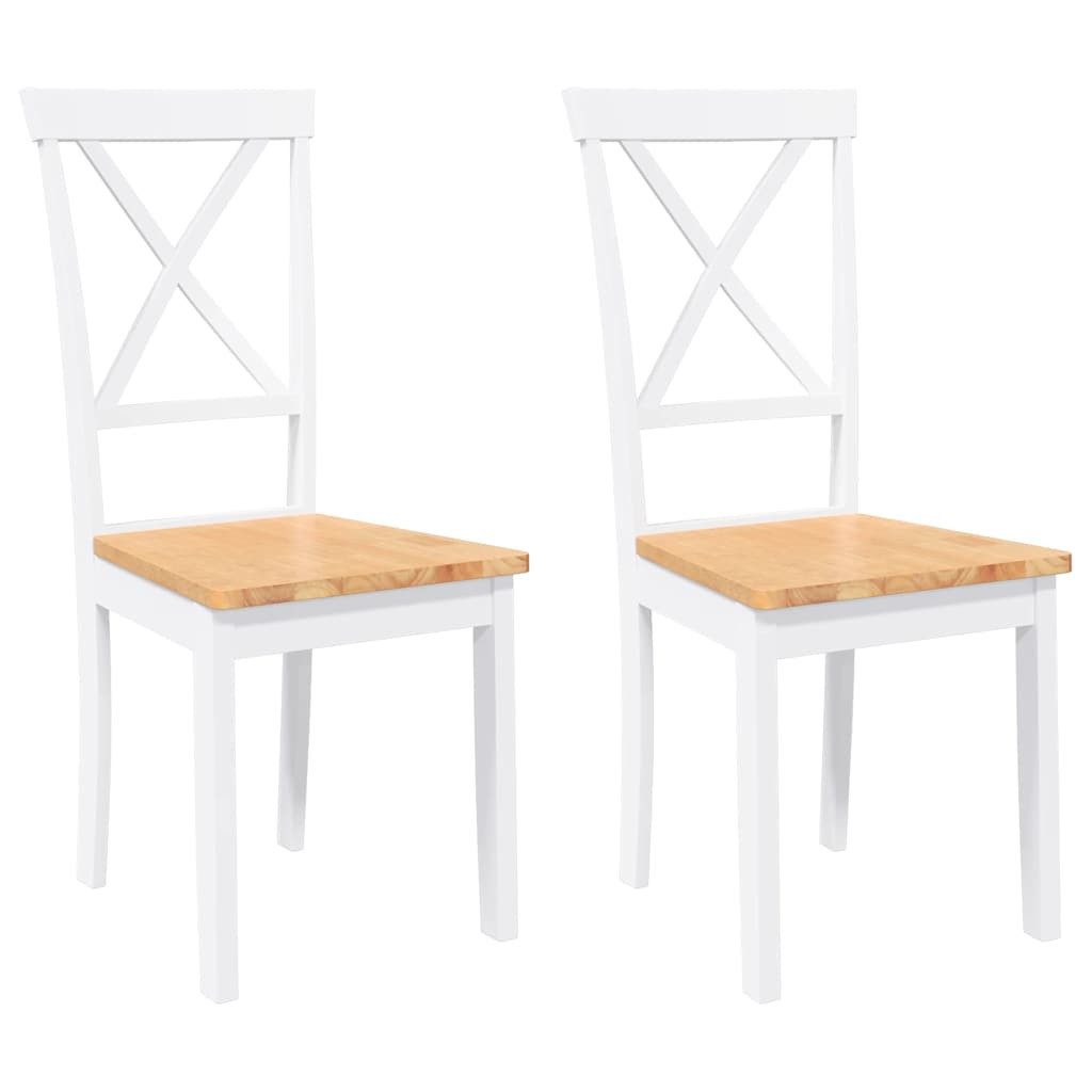 vidaXL Esszimmerstuhl Esszimmerstühle 2 Stk. Weiß Massivholz Gummibaum (2 S günstig online kaufen