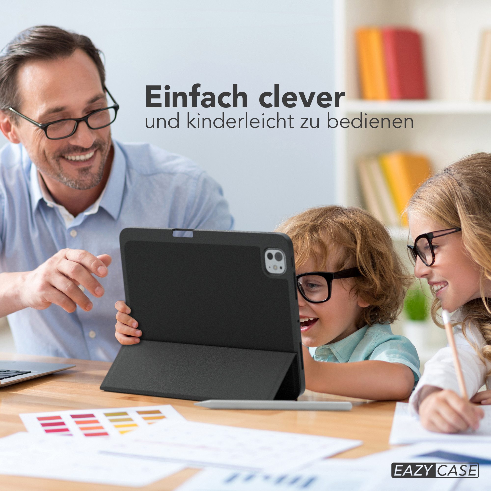 EAZY CASE Tablet-Hülle Penholder Smartcase für Apple iPad Pro 11 (2024) 11 Zoll, Hülle Schutzhülle mit Sleep Wake Up Funktion Etui zum Klappen Schwarz