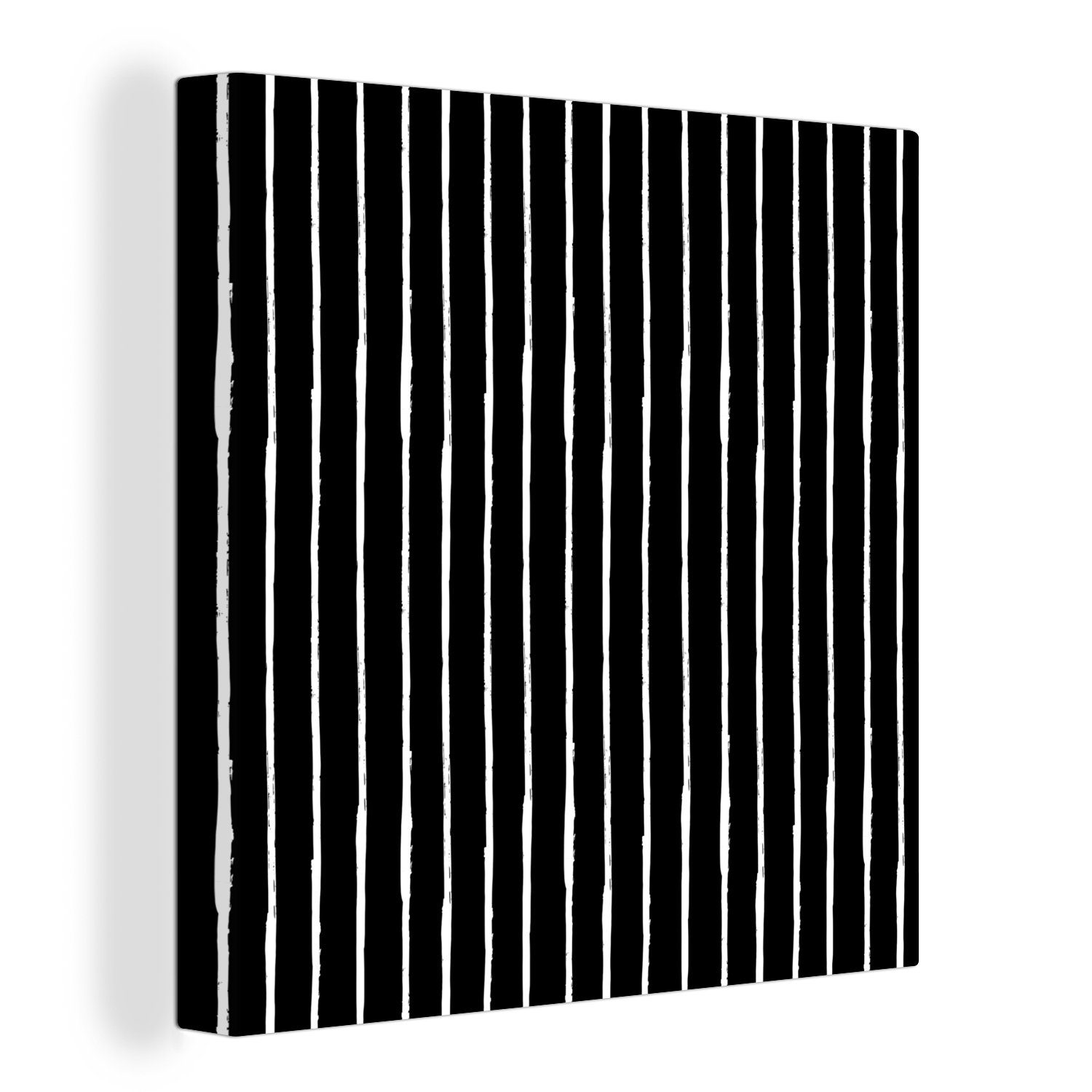 OneMillionCanvasses® Leinwandbild Streifen - Schwarz - Design - Weiß, Fotodruck (1 St), Wandbild, Deko Schlafzimmer Wohnzimmer Flur 20x20 cm
