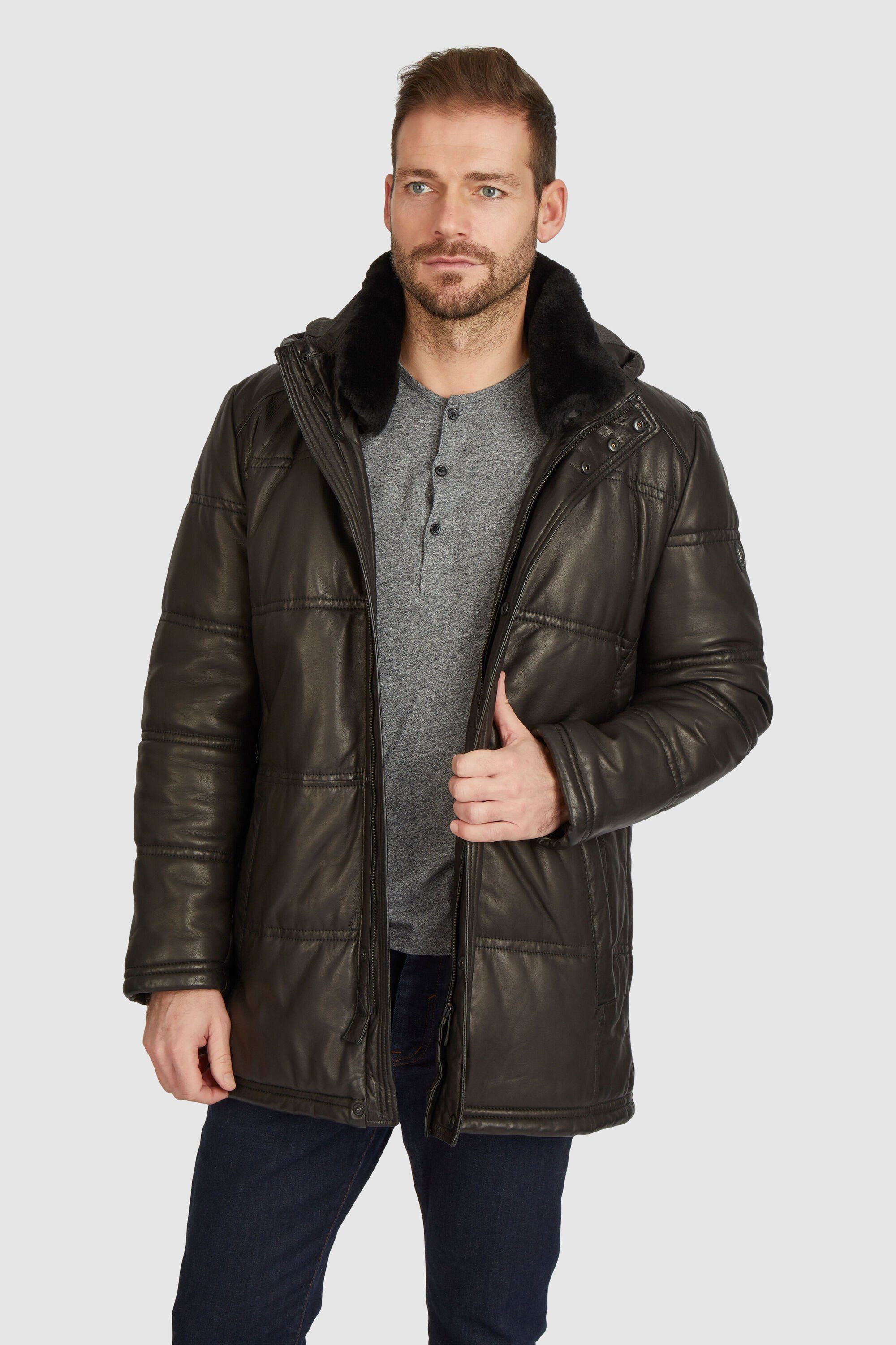 bugatti Lederjacke BUFREDERICO mit Stehkragen und Kapuze