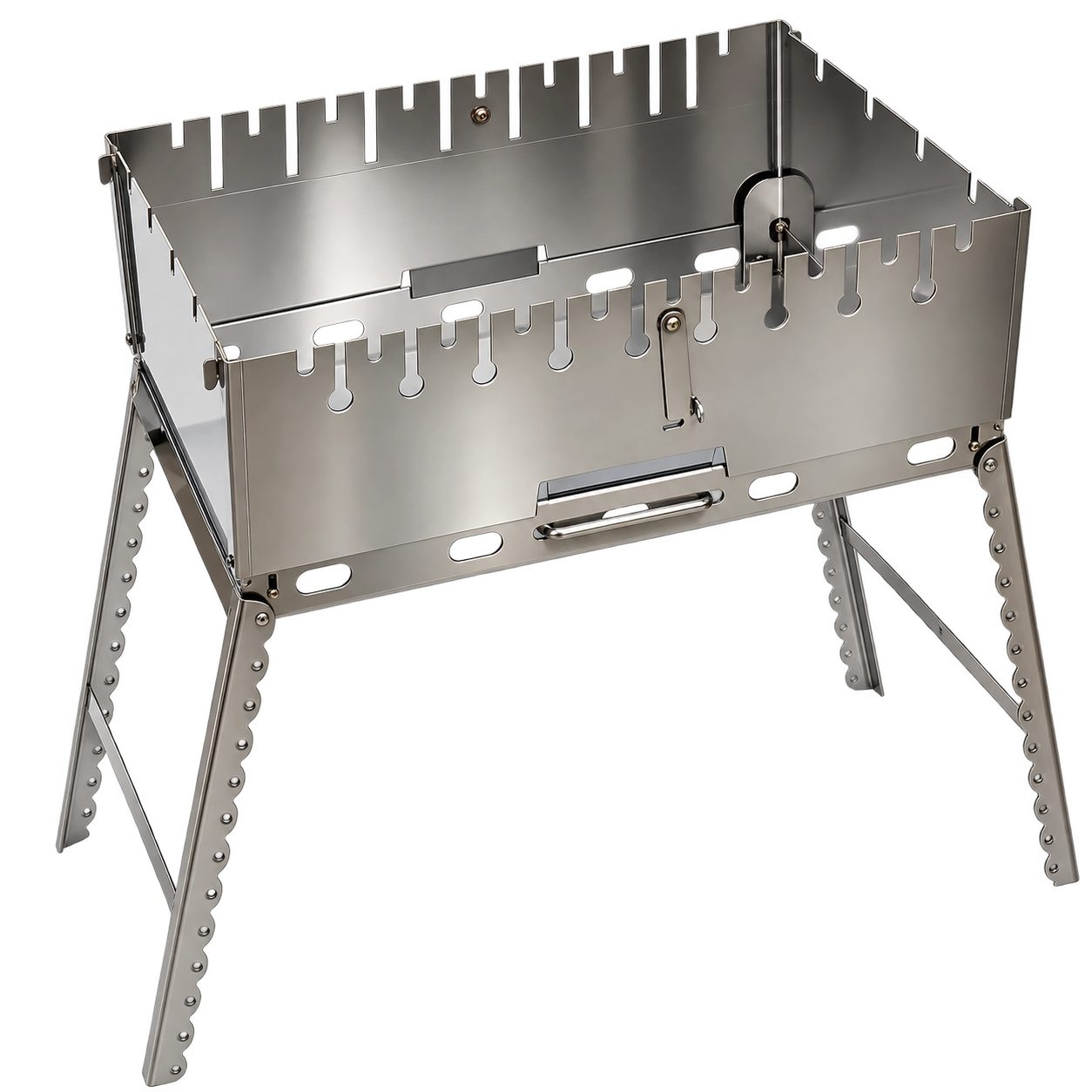 GOROCH Holzkohlegrill Mangal Grill Edelstahl 2 mm für 10 Spieße