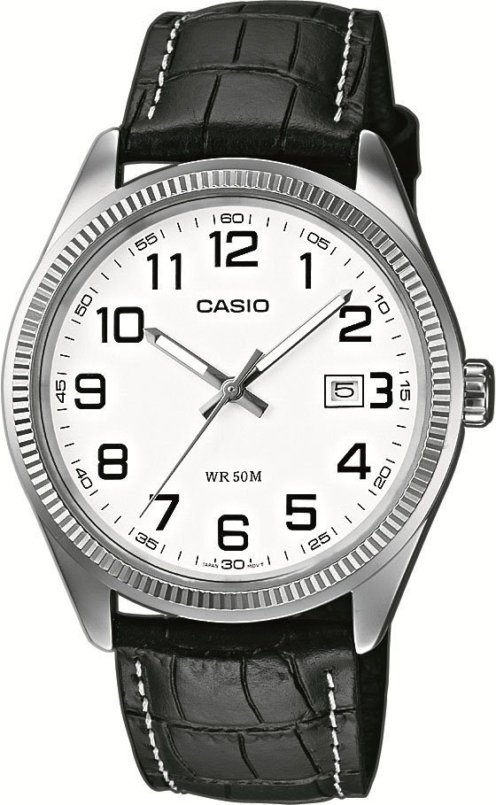 CASIO TIMELESS COLLECTION Quarzuhr MTP-1302PL-7BVEF, Armbanduhr, Herrenuhr, Damenuhr, analog, Datum, Lederarmband