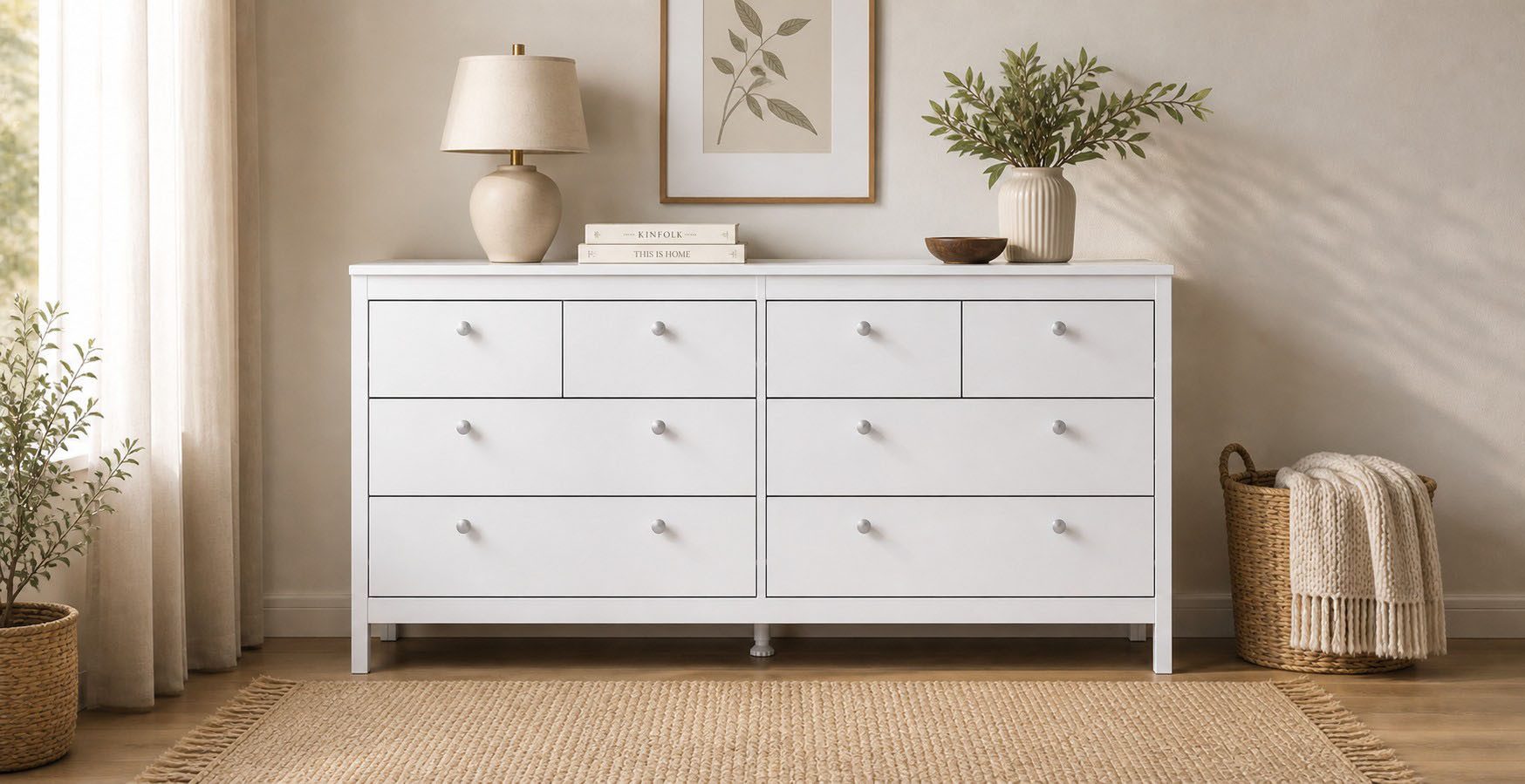 Home affaire Kommode Madrid, Aufbewahrung, Schubladenschrank, Stauraum, mit 4 kleinen und 4 großen Schubladen, Breite 160 cm