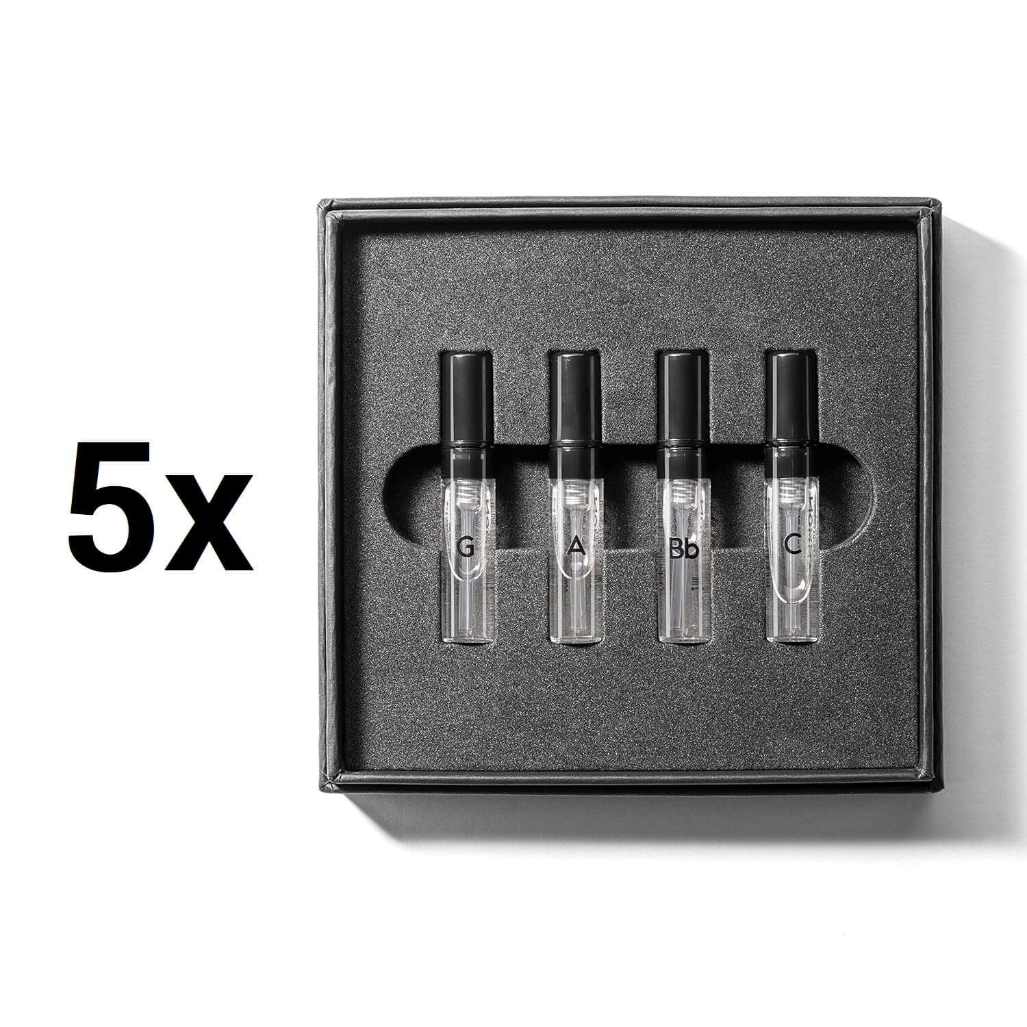 GAMMON Eau de Parfum GAMMON Black Notes Herrenduft Explorer-Set 4x2 ml mit 20% Duftöl, 5-tlg.