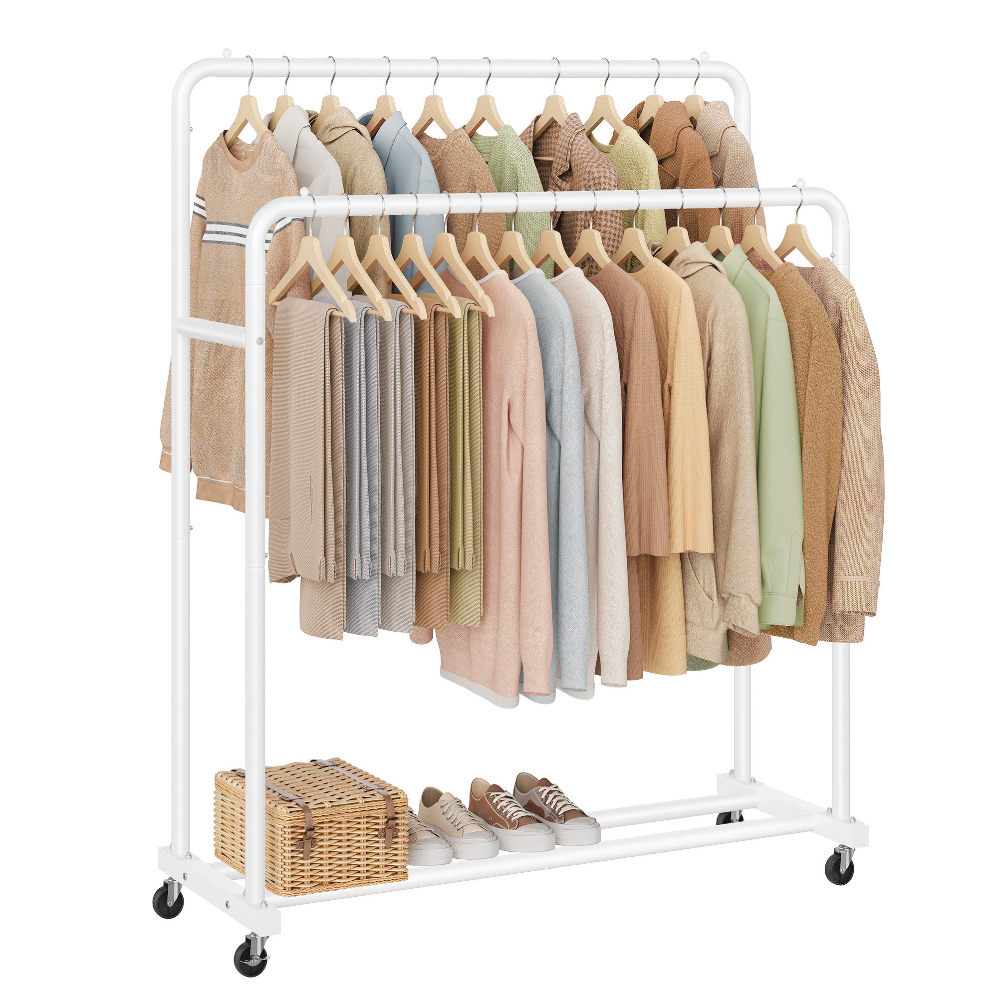 SONGMICS Kleiderständer, Kleiderstange auf Rollen, Garderobenständer