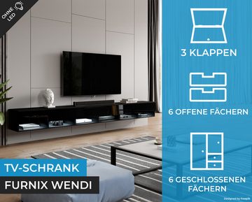 Furnix TV-Schrank Wendi 300 cm (3x100cm) Lowboard TV-Kommode 3 Farbvarianten ohne LED klares trendiges Design, funktional und pflegeleicht