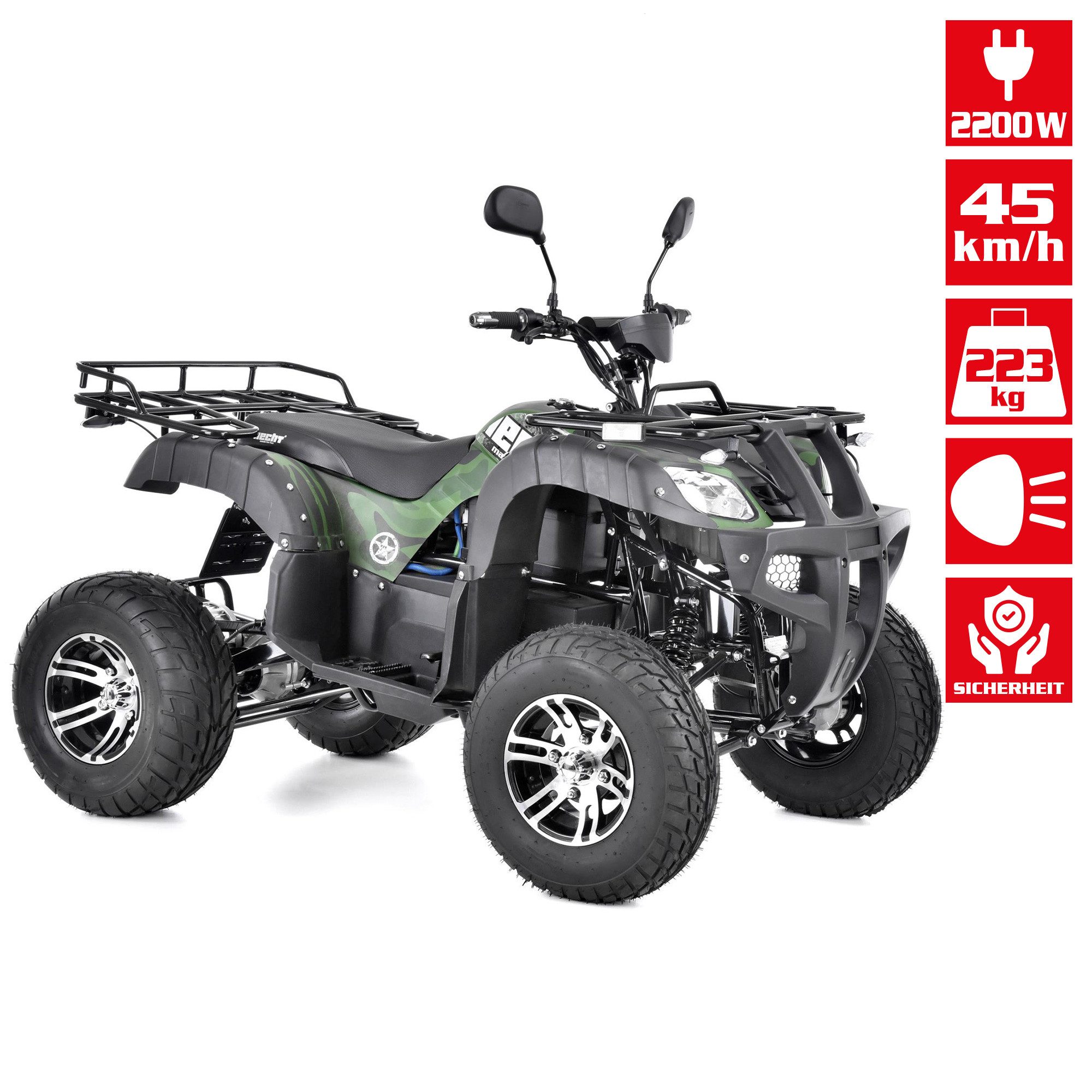 Hecht E-Quad mit Straßenzulassung 59399, 2200 W, 45 km/h, 72V/52Ah Akku, Anhängerkupplung, 74kg Anhängelast