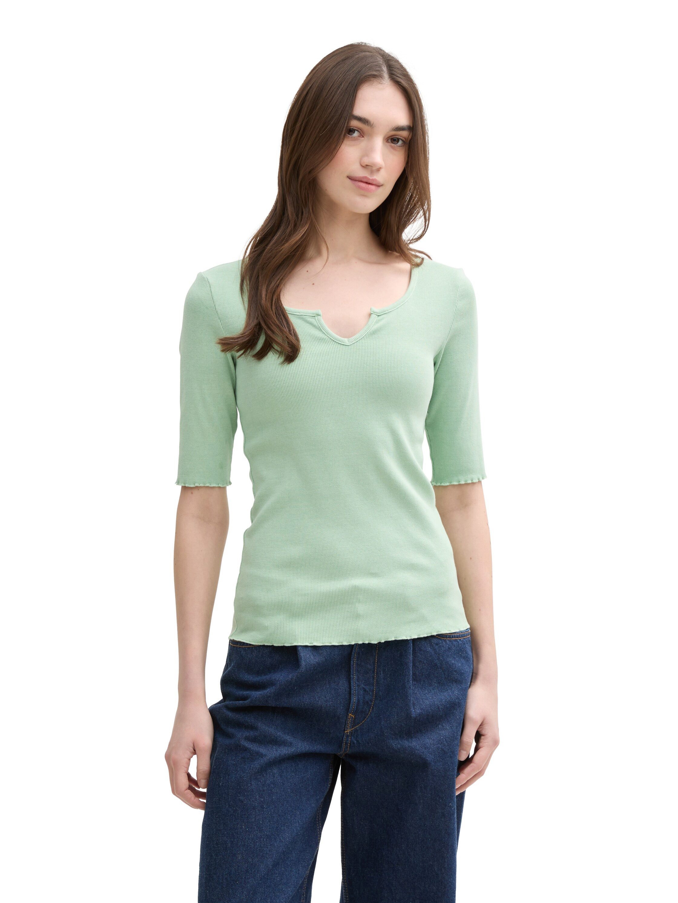 TOM TAILOR Denim T-Shirt mit Rippstruktur günstig online kaufen