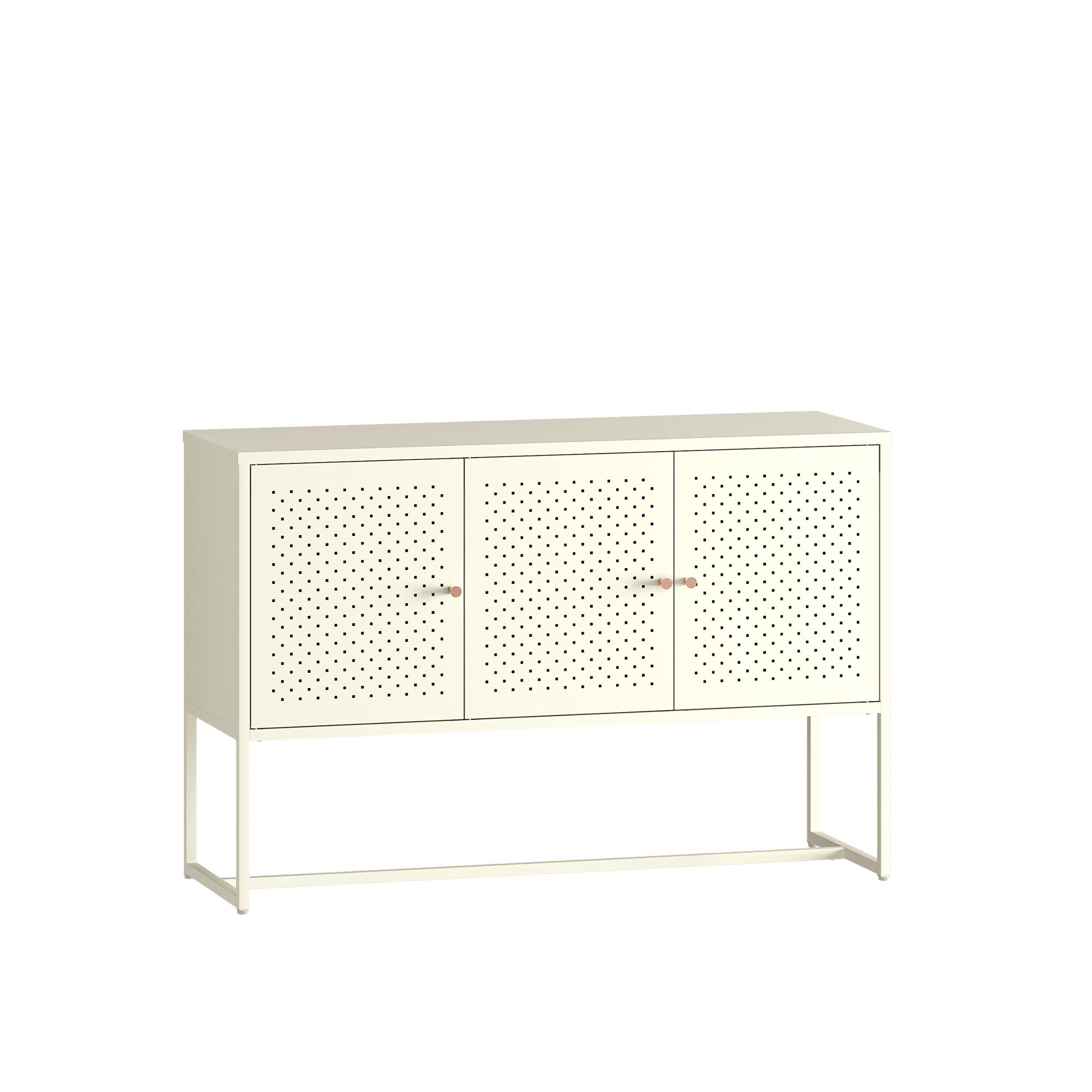 en.casa Sideboard, »Viitasaari« 120 x 40 x 80 cm mit 3 Türen Stahl Cremeweiß