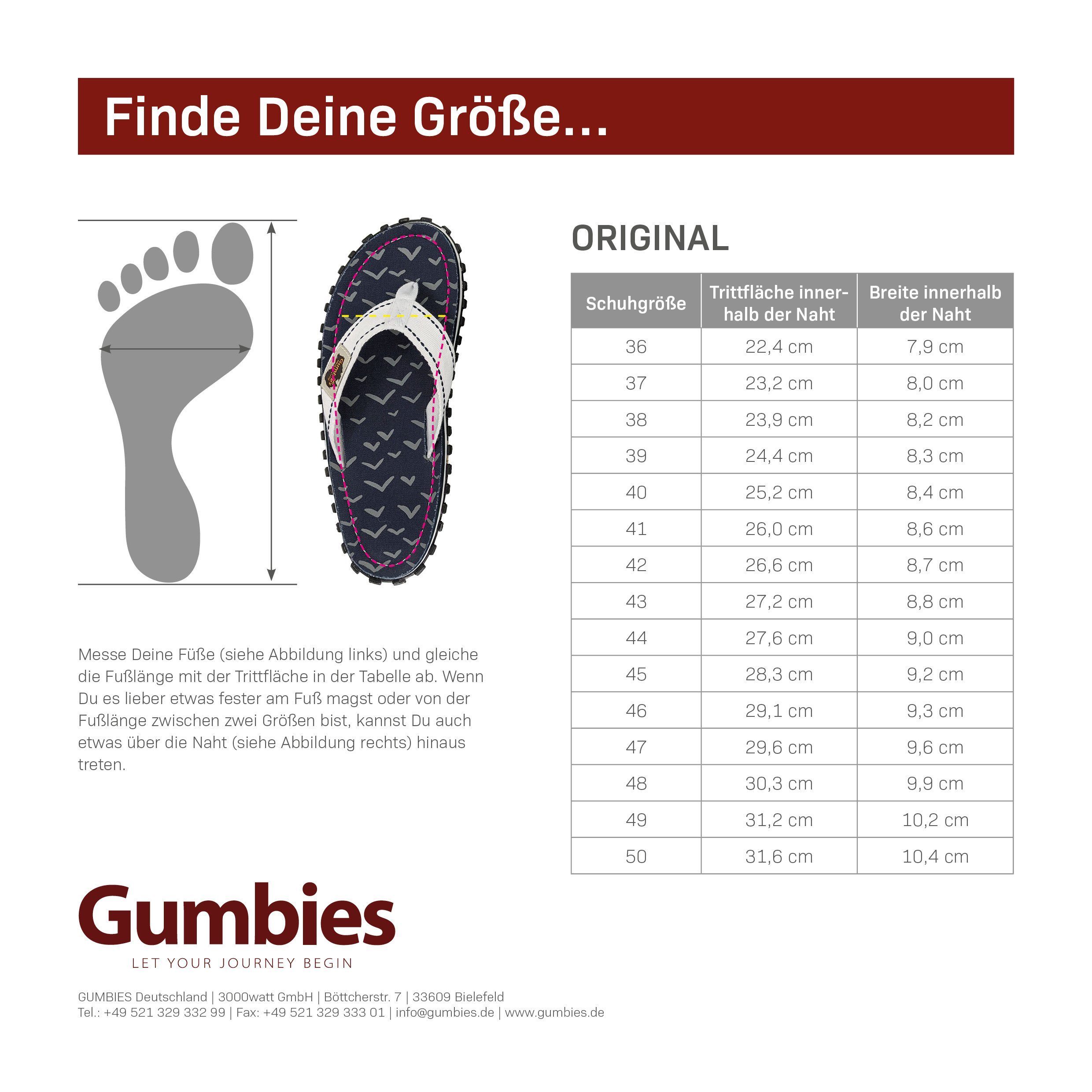 Designs« T-Strap-Zehentrenner in Tropical Original Black recycelten »in Gumbies Materialien aus farbenfrohen