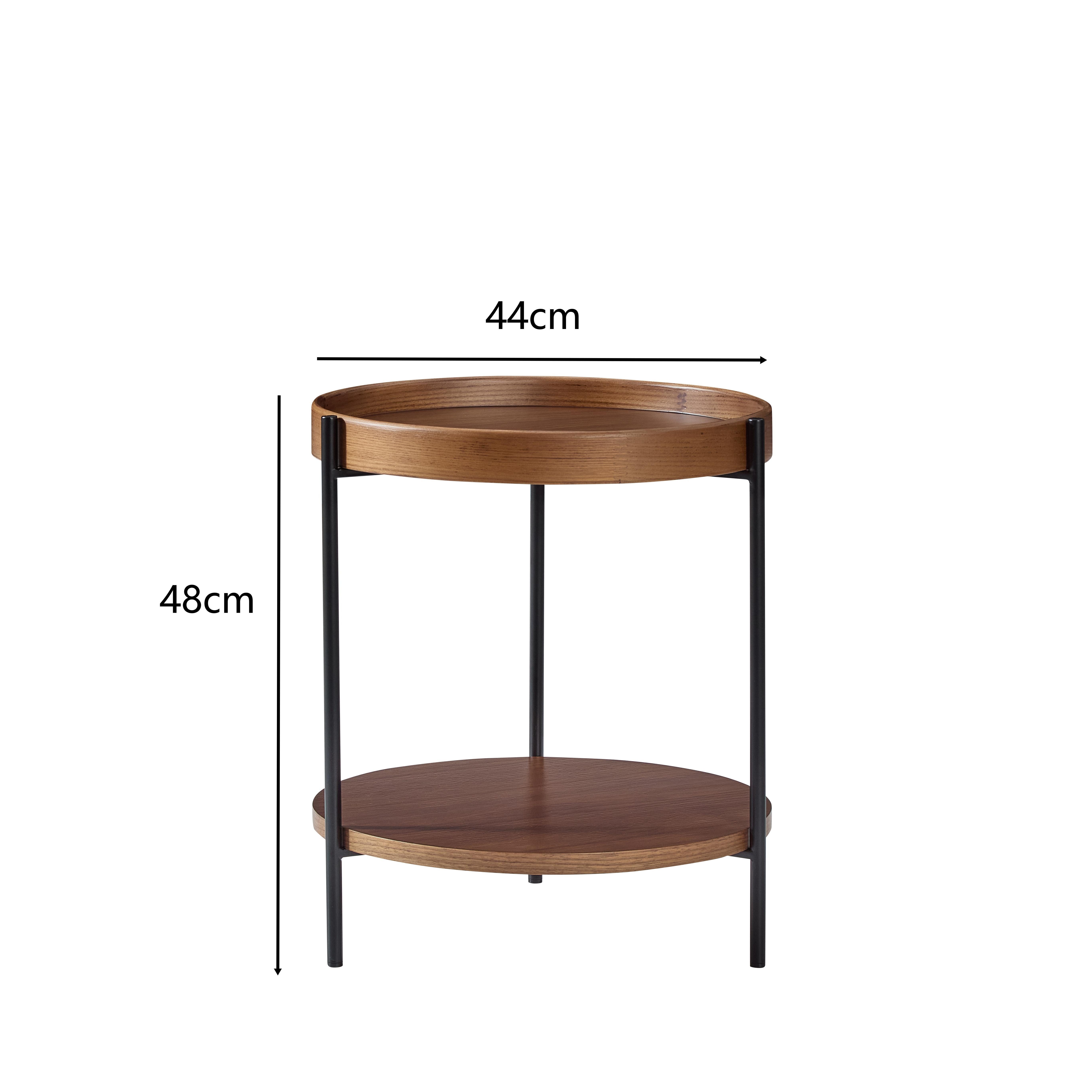 NJLyuhome Couchtisch Wohnzimmertisch – Moderner 2-Etagen Beistelltisch rund, Metallgestell (1-St), platzsparender Nachttisch für Wohnzimmer & Schlafzimmer