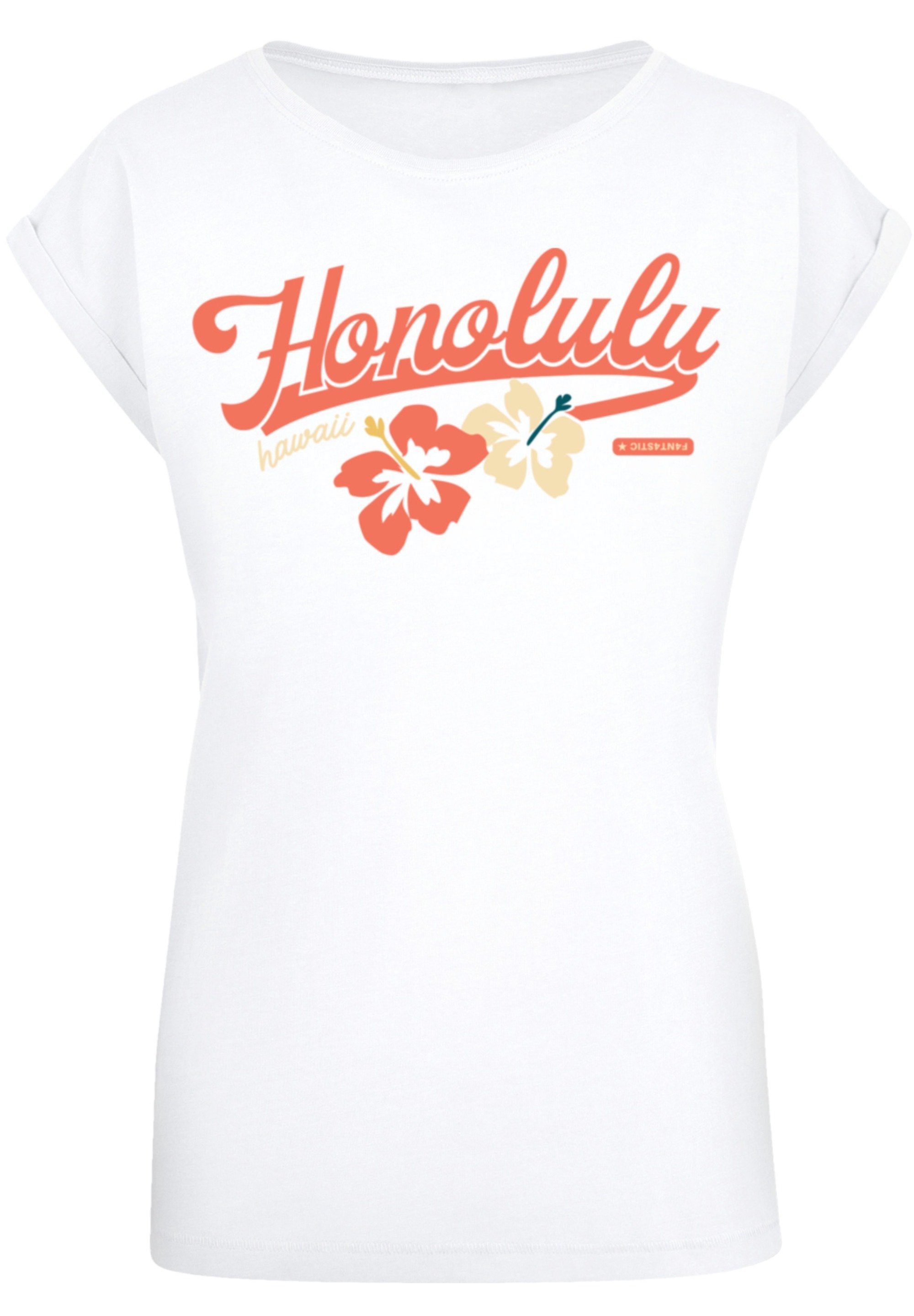 F4NT4STIC T-Shirt PLUS SIZE Honolulu Print, Das Model ist 170 cm groß und  trägt Größe M