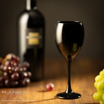 PLATINUX Weinglas Schwarze & Weiße Weingläser, Glas, Wasserglas 6 Teilig 130ml (max. 320ml) Getränkeglas Weißweingläser