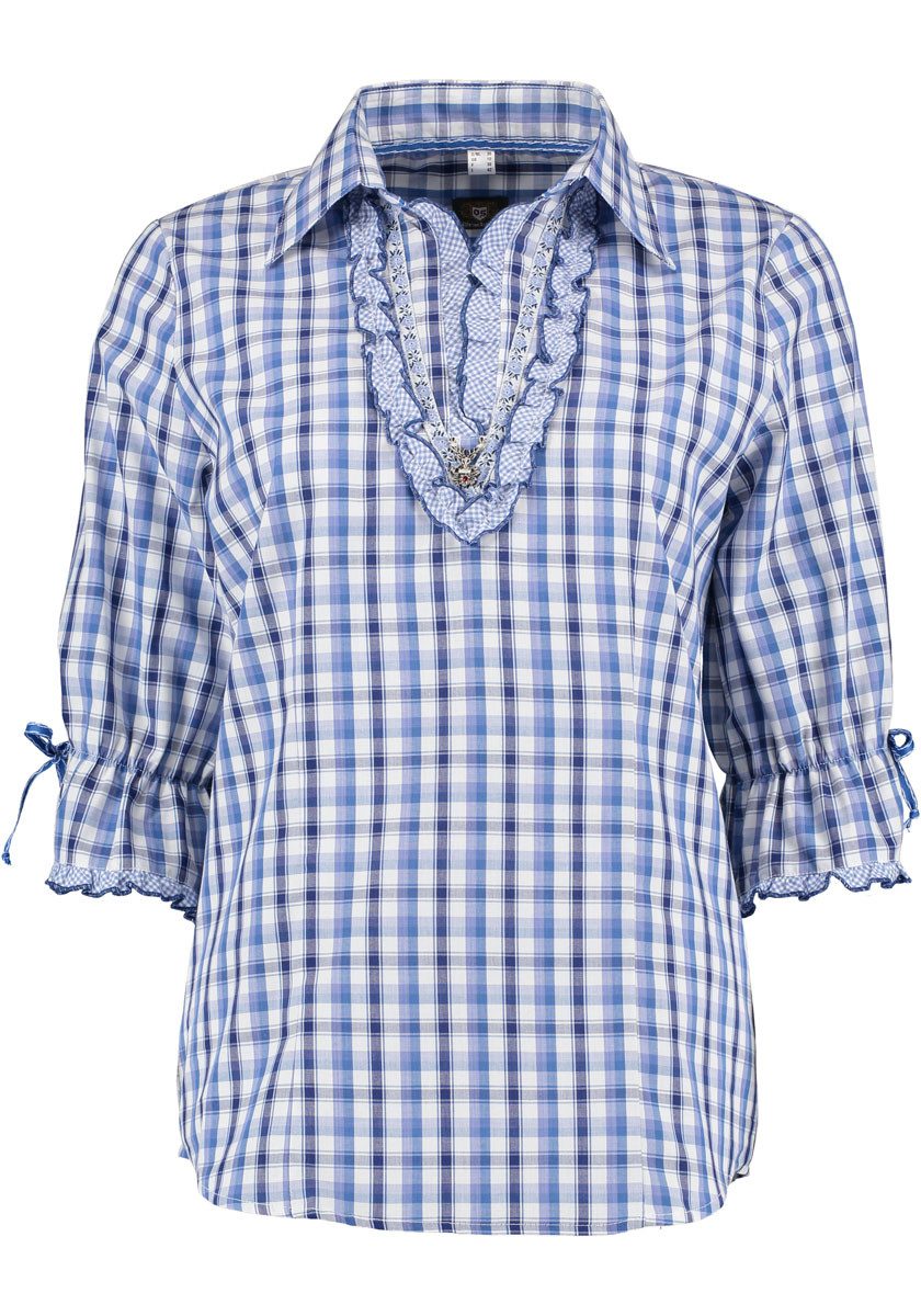 OS Trachten Trachtenbluse Ekosat Damen Kurzarmbluse mit Rüschen am Ausschni günstig online kaufen