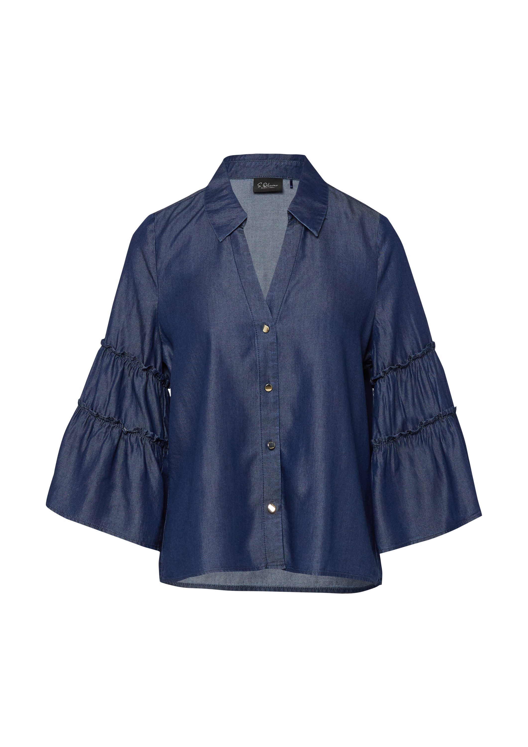 s.Oliver Kurzarmbluse Bluse Lyocell-Bluse mit ausgestellten 3/4-Ärmeln