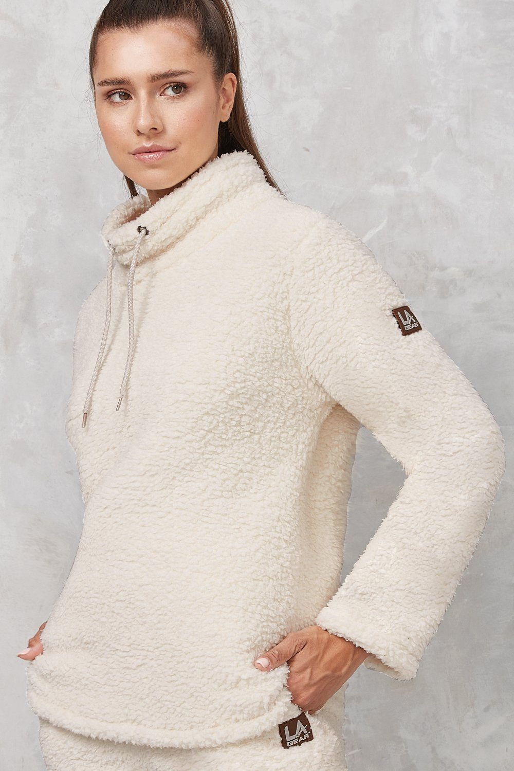 La Gear Sweatshirt Pullover, Teddyfleece 29459 beige