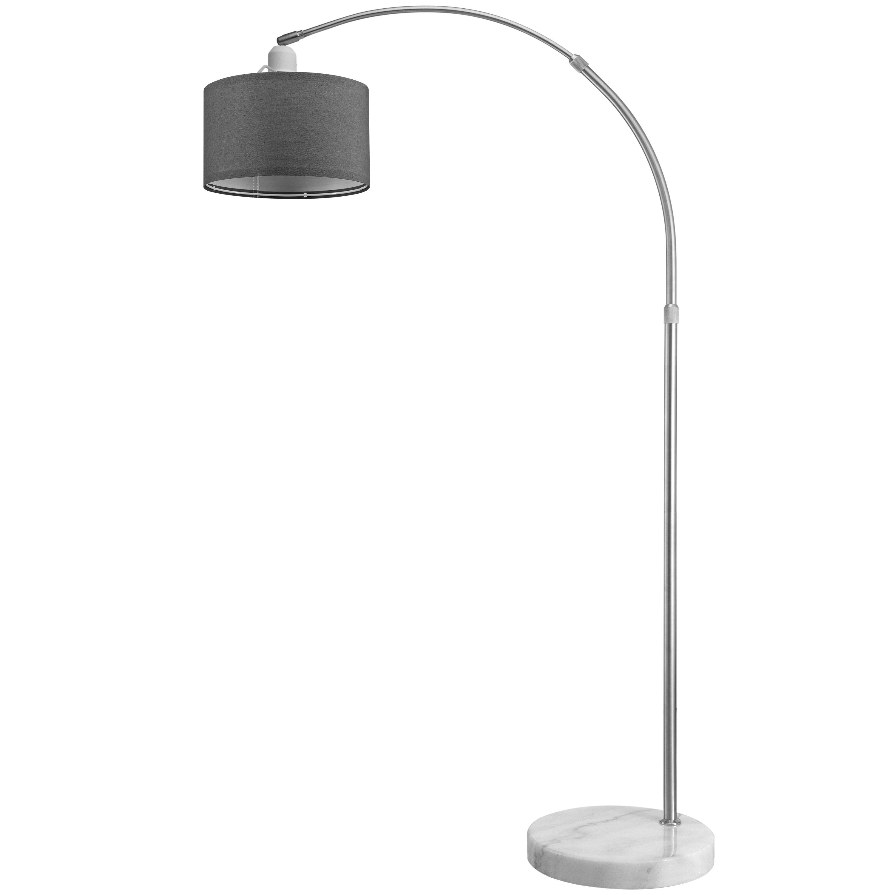 monzana Bogenlampe, Bogenlampe, Stoffschirm Grau Marmorfuß 150-175 cm Höhenverstellbar Schwenkbar E27