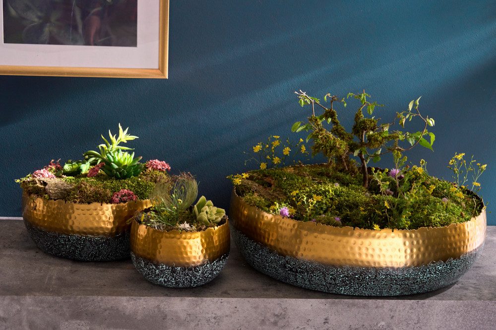 riess-ambiente Dekoschale ORIENT 31cm gold (Einzelartikel, 1 St), Wohnzimmer · Metall · handmade · Übertopf