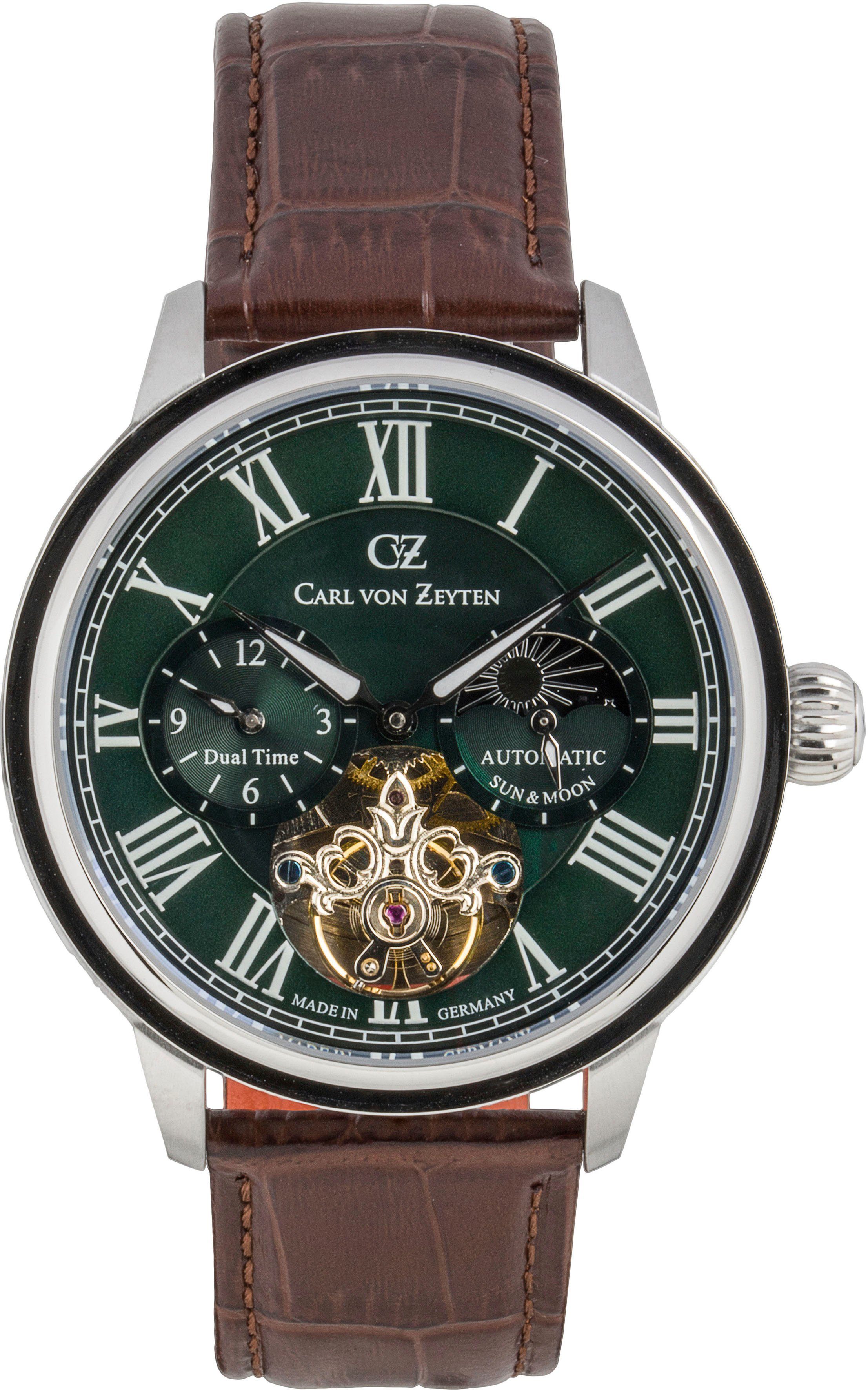 Carl von Zeyten Automatikuhr Schiltach, CVZ0081GRS, Armbanduhr, Herrenuhr, Saphirglas, Made in Germany, Mechanische Uhr