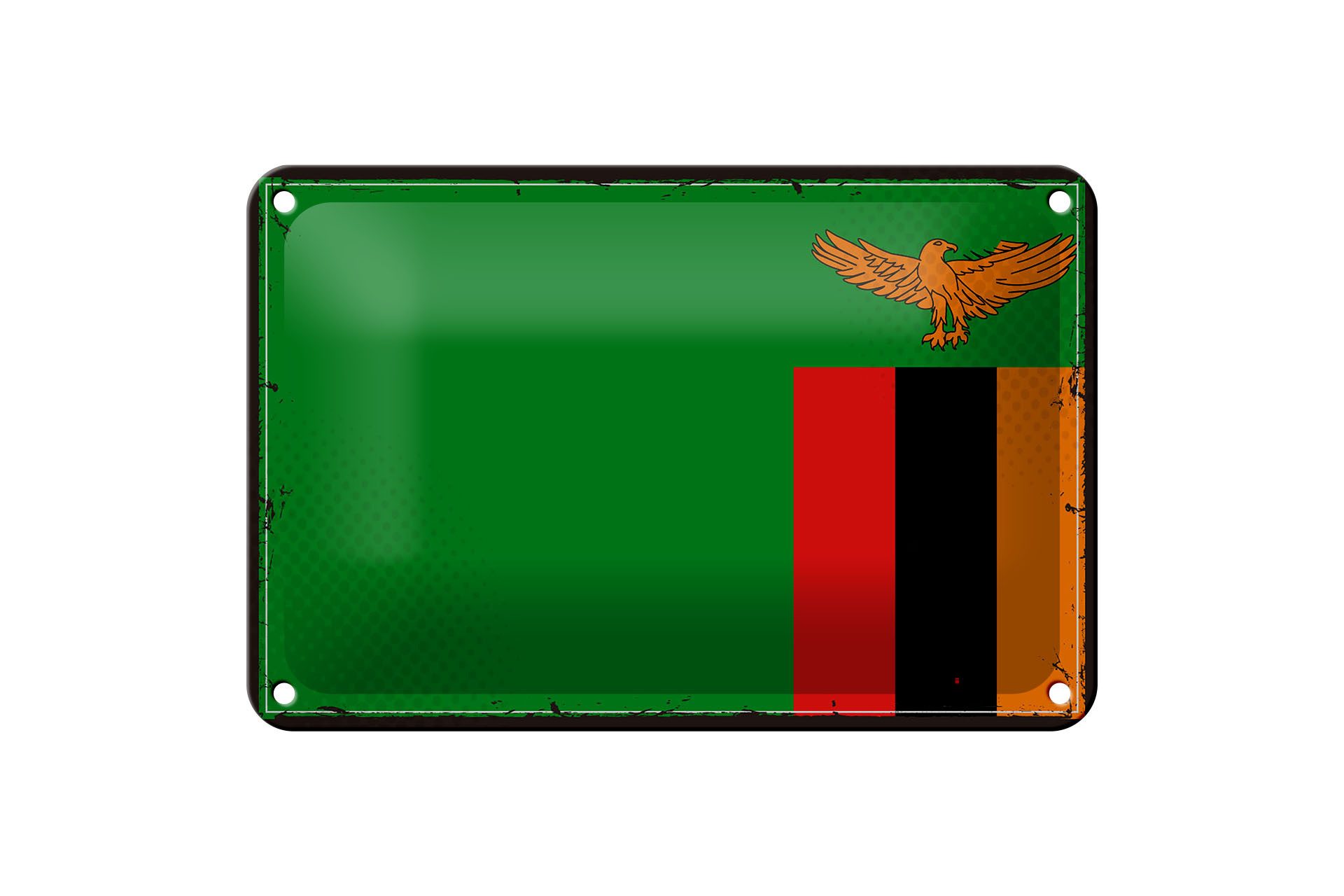 Femer GmbH Metallschild Flagge Sambias 18x12cm Retro Flag of Zambia, (1 St), gewölbte Oberfläche, abgerundete Ecken, umgeschlagene Kanten