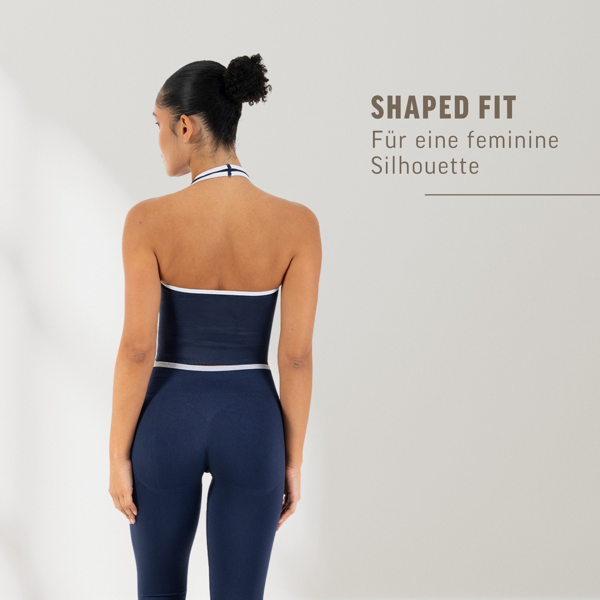 Smilodox Sport-BH Theda, Sport Top Damen Shaped Fit, Seamless, Gym & Freizeit Halterneck, V-Ausschnitt, Seamless, Stretch, Kontrastdetails