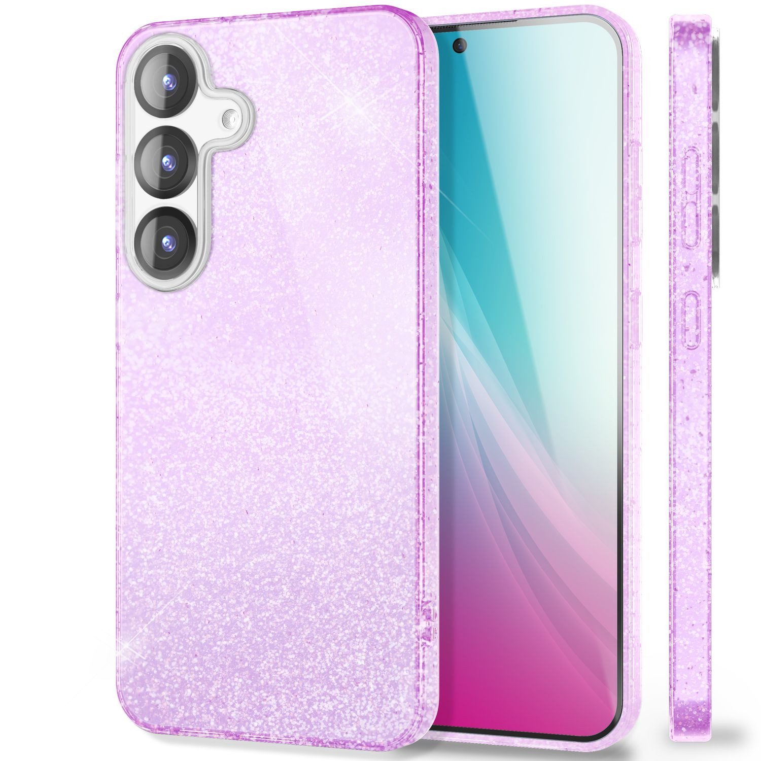 Nalia Smartphone-Hülle Samsung Galaxy S25 15,7 cm (6,2 Zoll), ShinePop / Glänzende Glitzer Hülle / Glamour Pailletten / Glitter Case