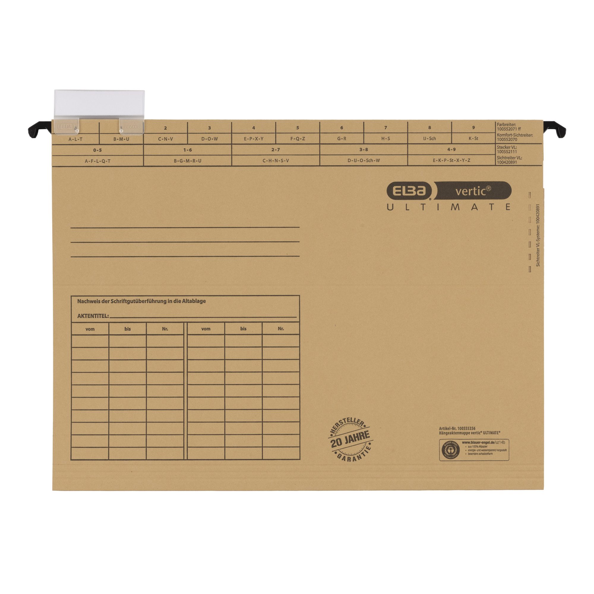 ELBA Hängeordner ELBA Hängeaktenmappe"vertic ULTIMATE" mit Tasche, Komfort-Sichtreiter
