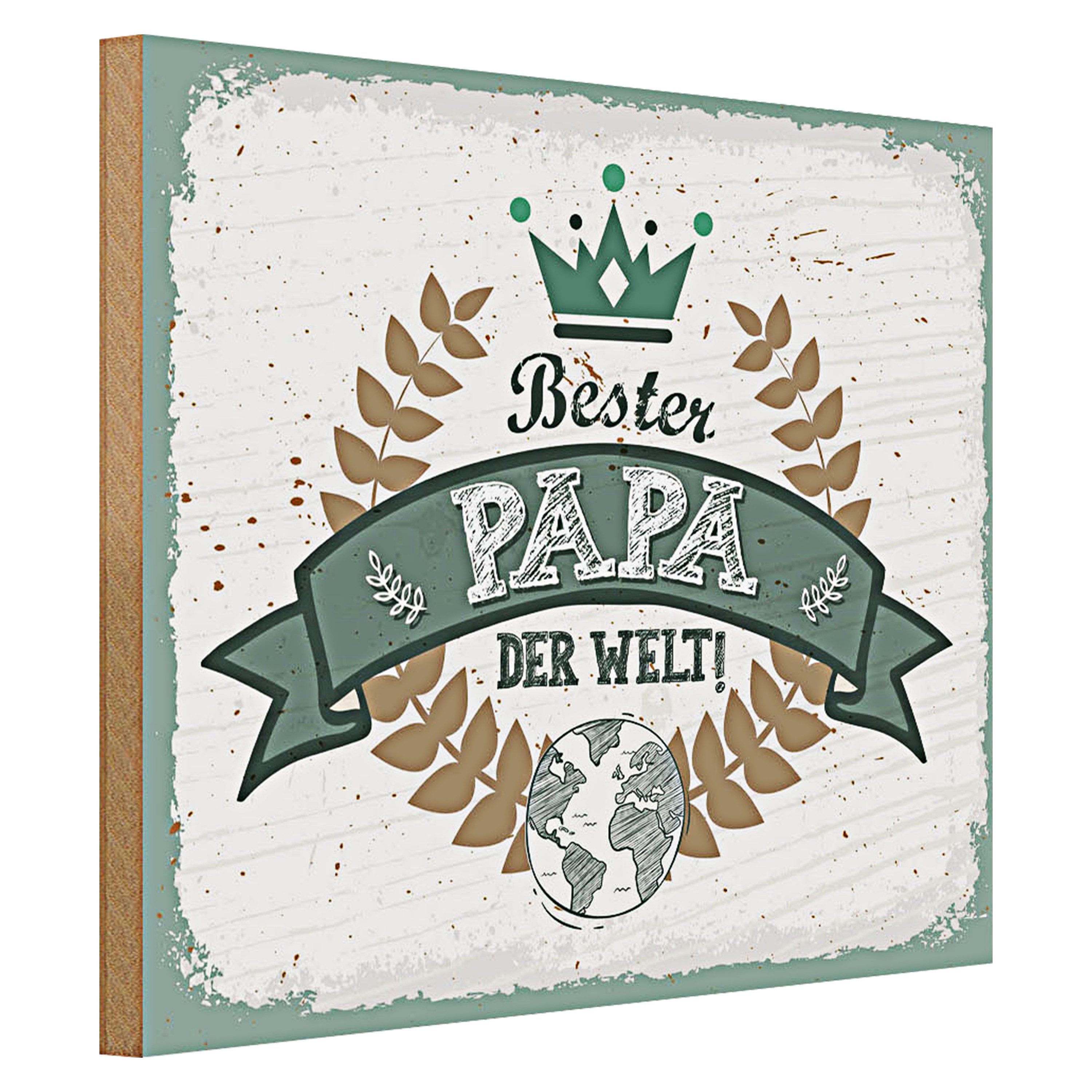 Roomando Holzbild Spruch Bester Papa der Welt 40x30cm