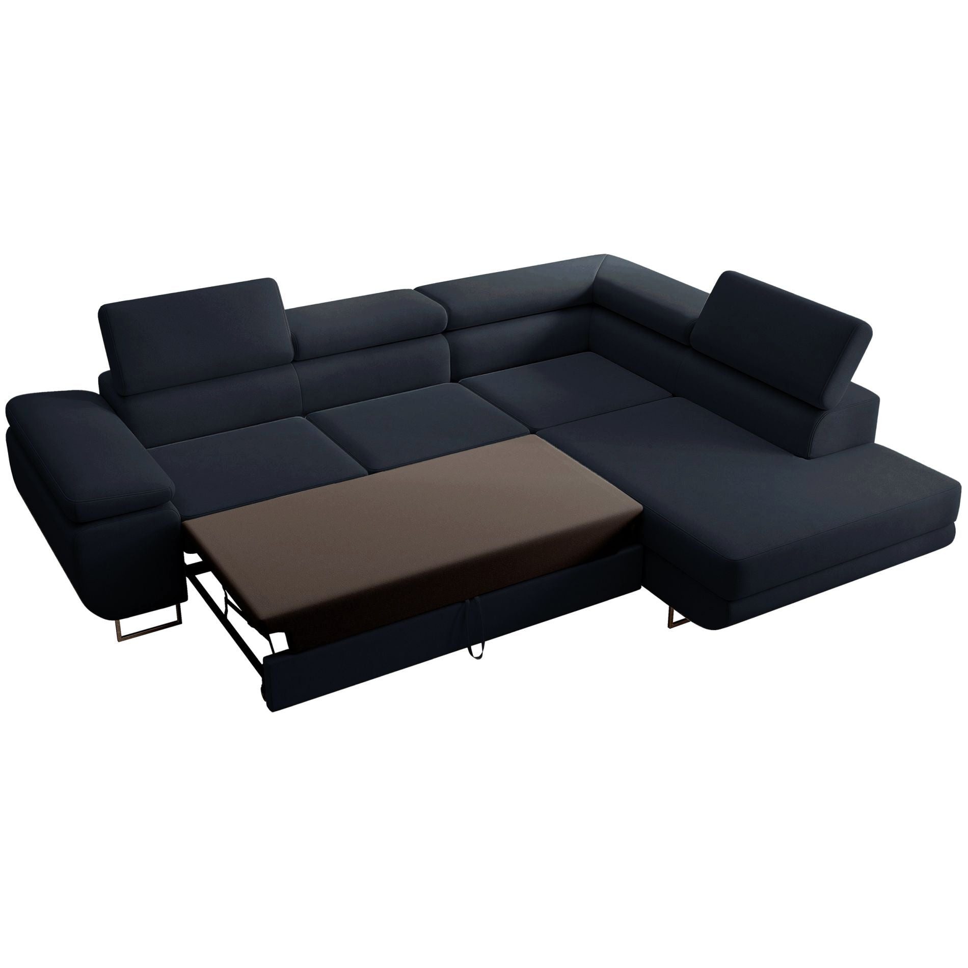 Selsey Ecksofa STEVIL, mit Schlaffunktion, Kopfstützen, Bettkasten, Easy-Clean Samt, 275 cm