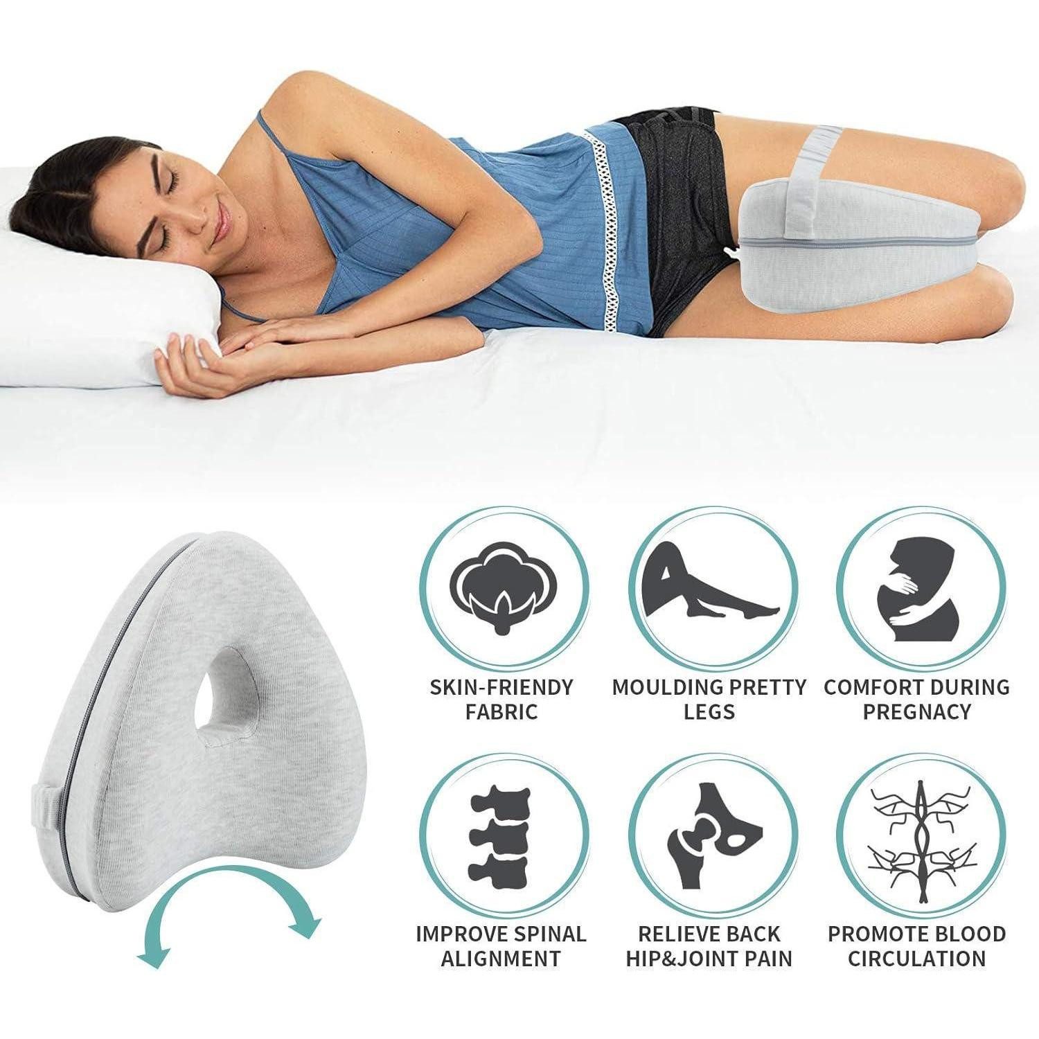 LuxusKollektion Seitenschläferkissen Ergonomisches Kniekissen für Seitenschläfer mit Memory Foam-Licht Grau