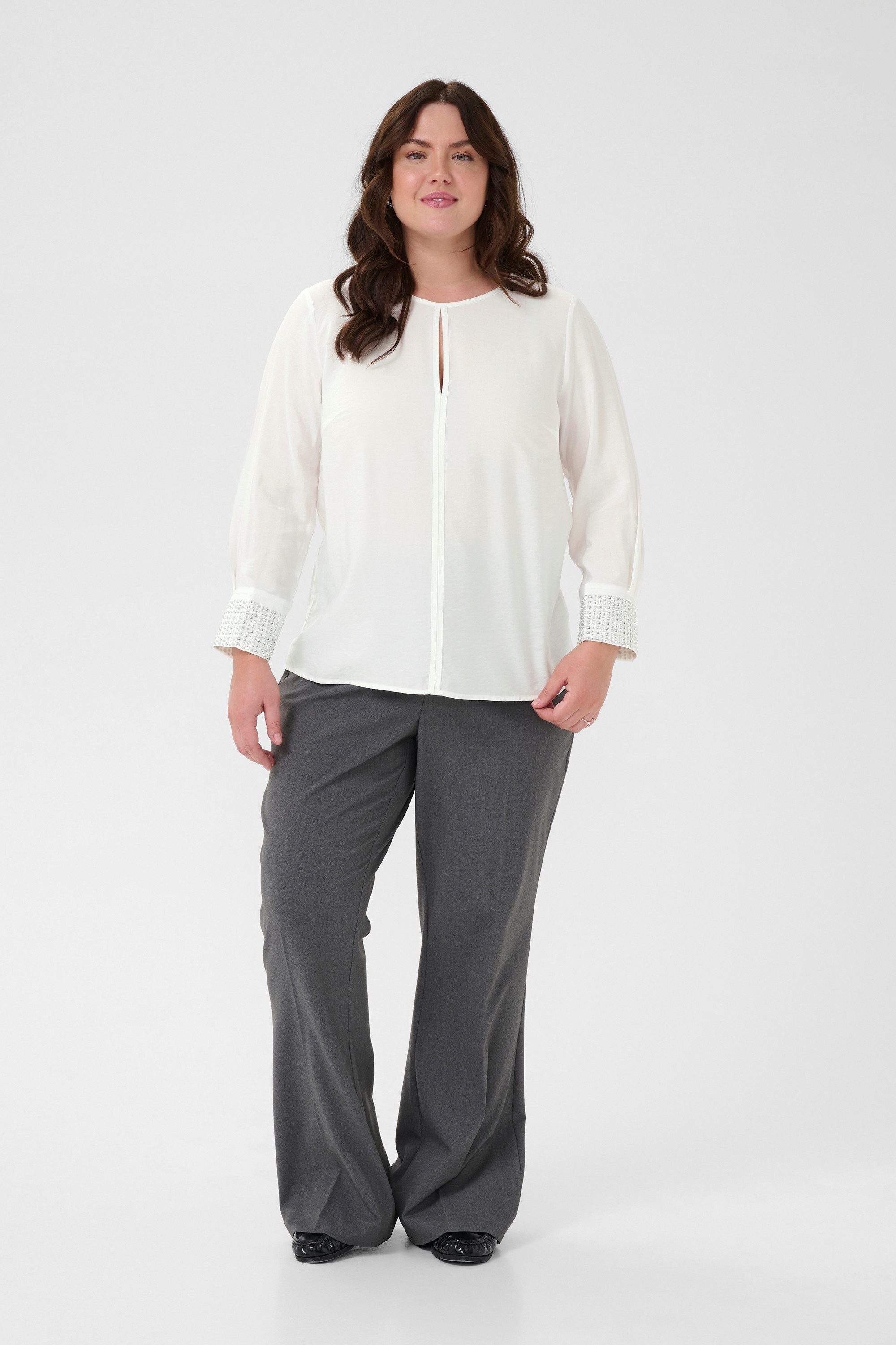 KAFFE Curve Langarmbluse Langarm-Bluse KCcenia Große Größen